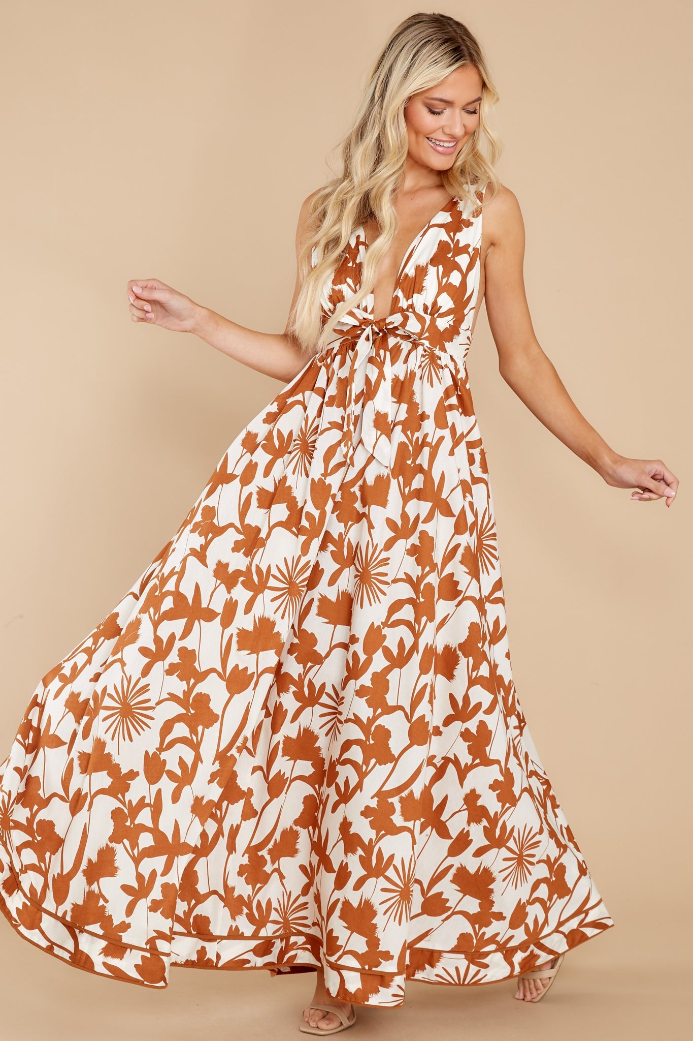 Subtly Sweet Cream Multi Print Maxi Dress