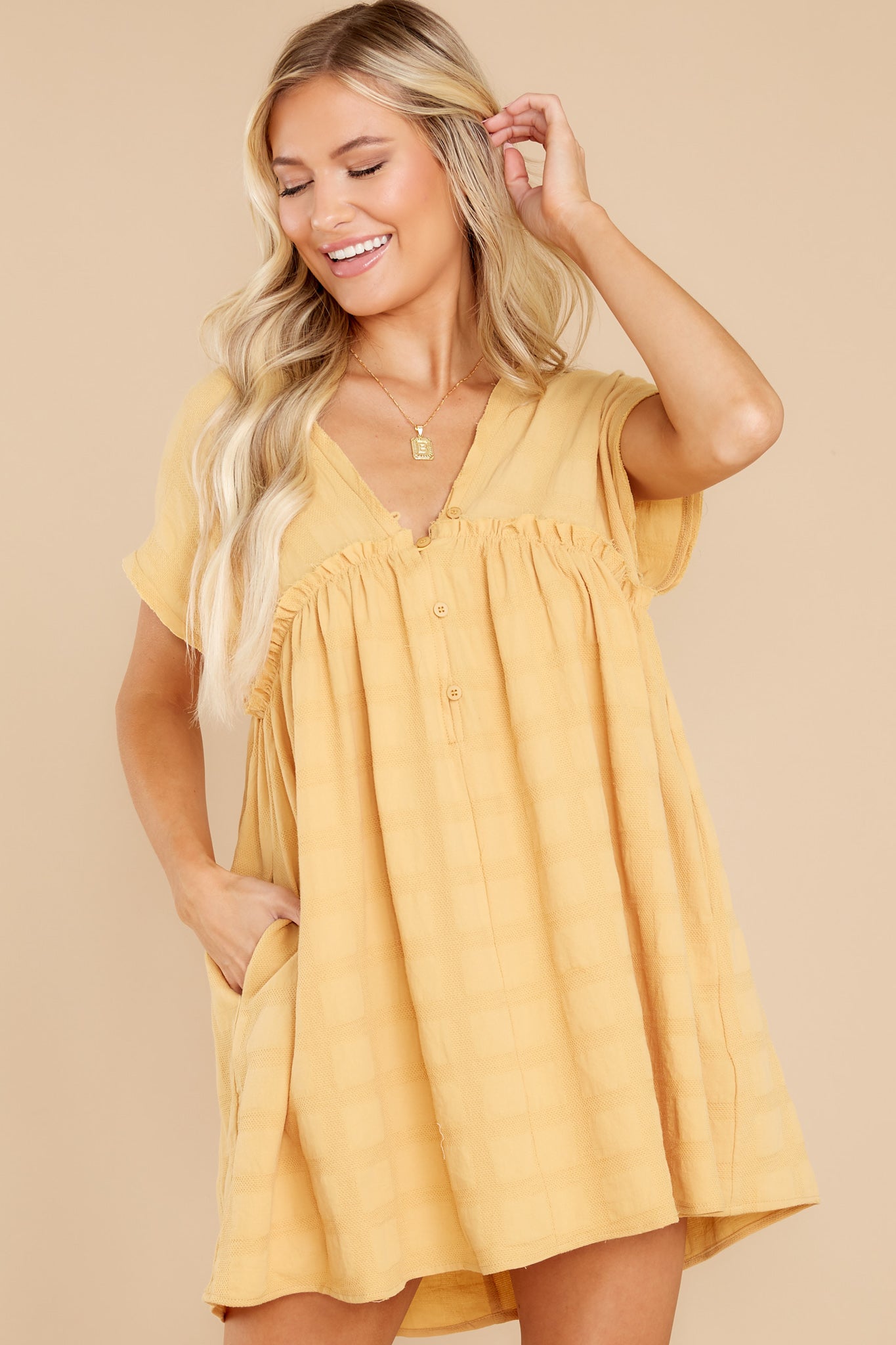 Live Freely Mustard Yellow Romper Dress