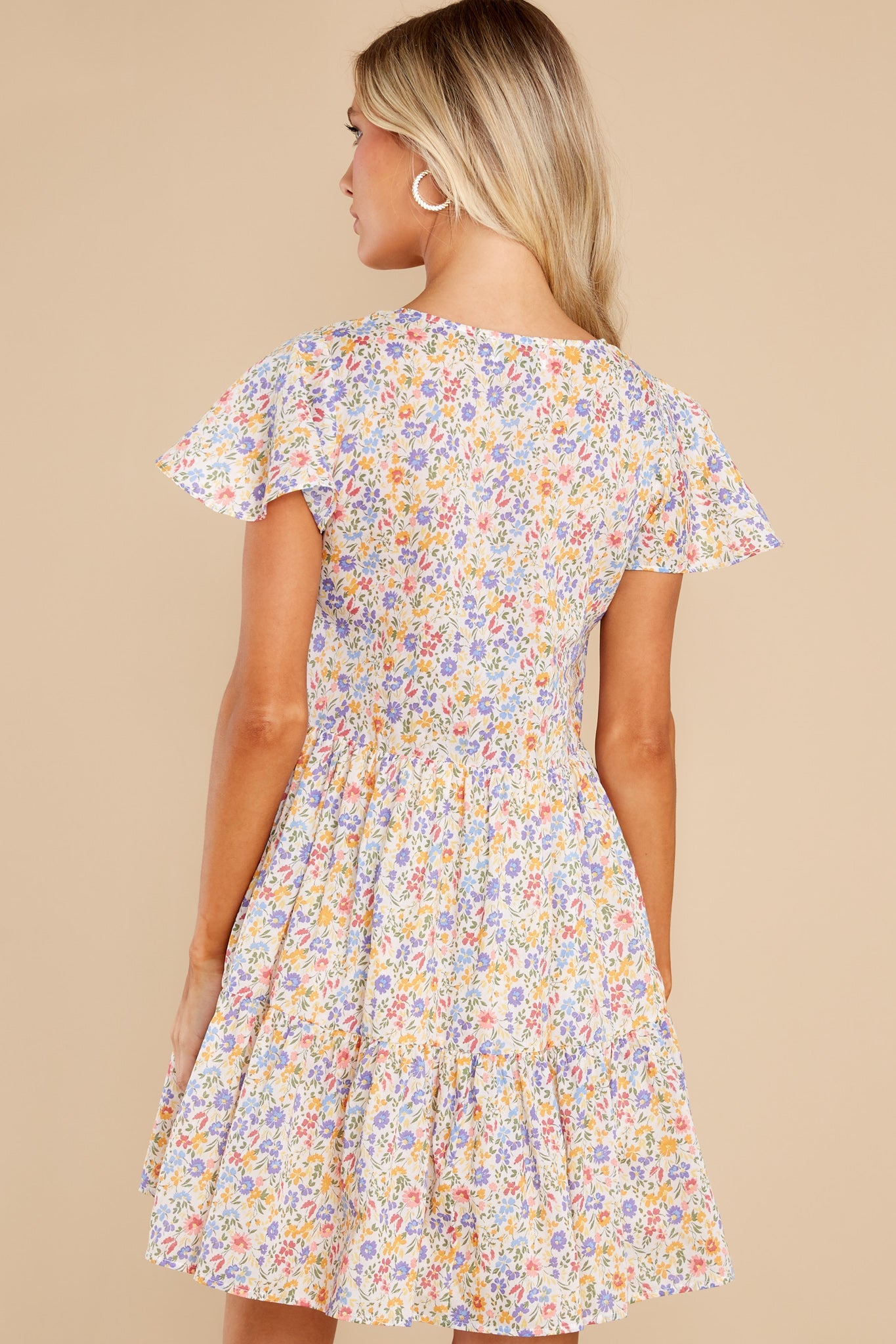 Secret Gardens Ivory Multi Floral Print Dress