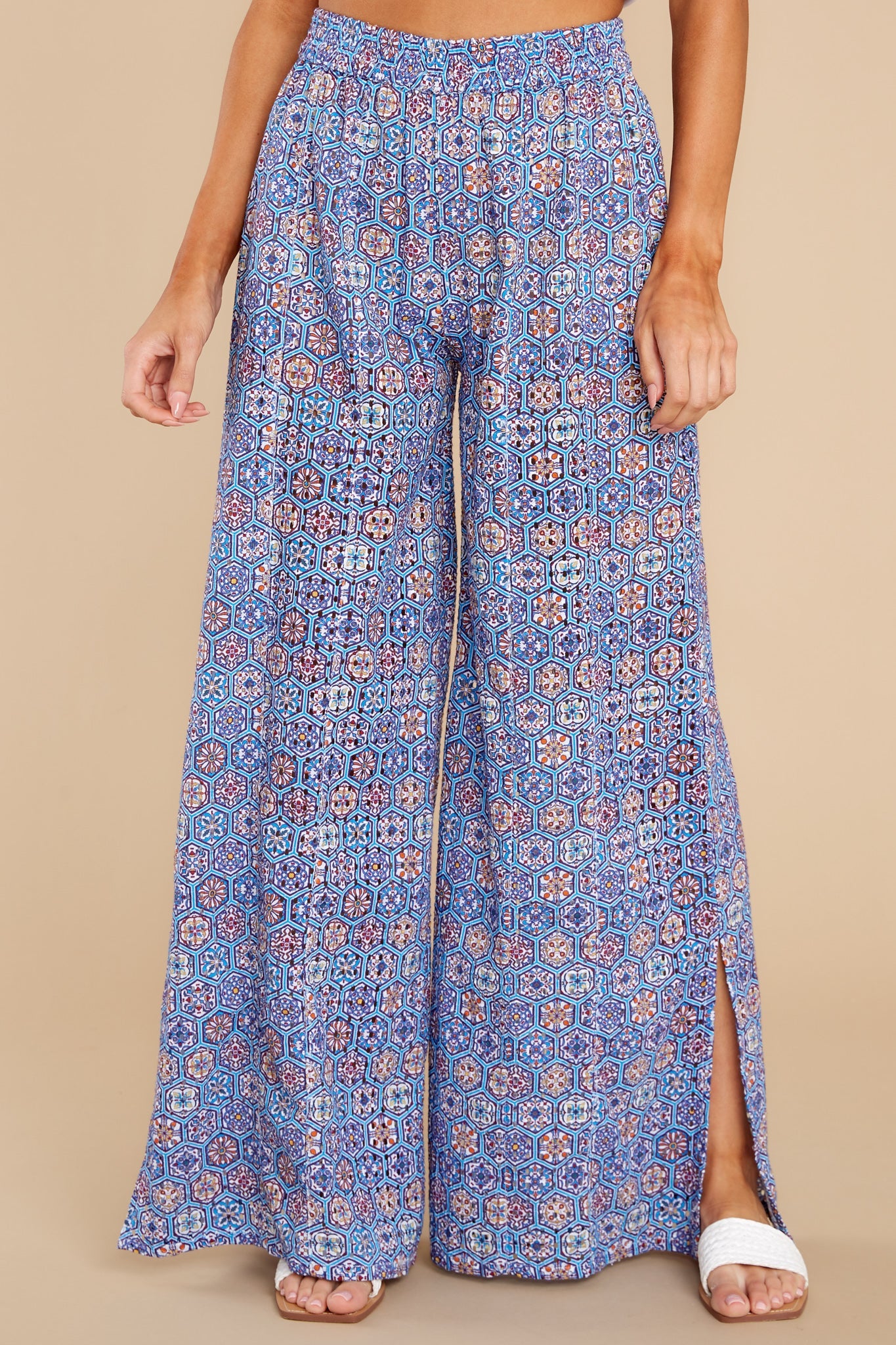 Logan Patchwork Print Eyelet Pants