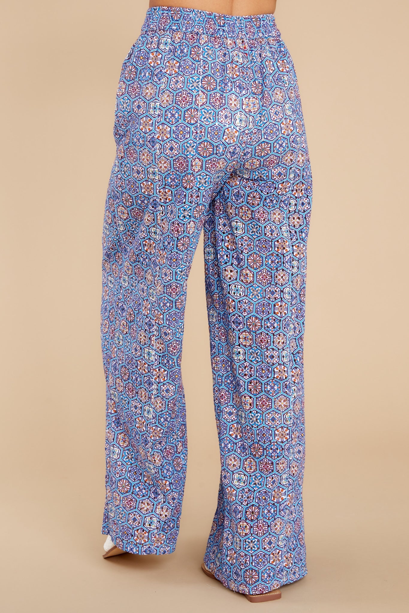 Logan Patchwork Print Eyelet Pants