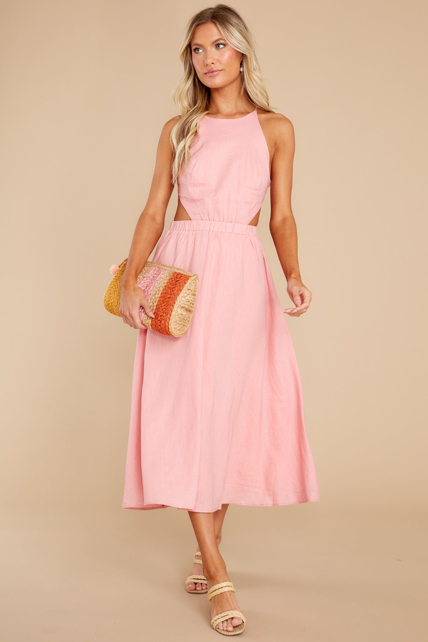 Peyton Pink Rose Midi Dress
