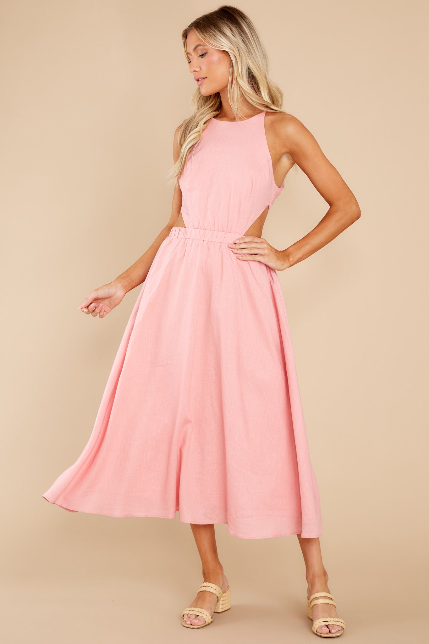 Peyton Pink Rose Midi Dress
