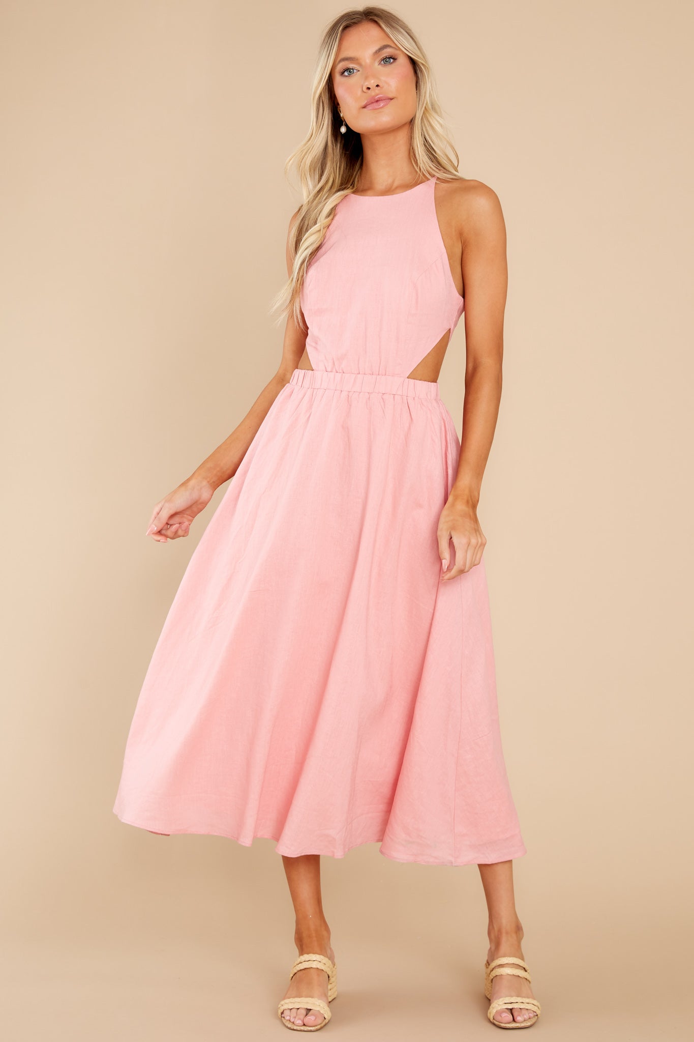 Peyton Pink Rose Midi Dress