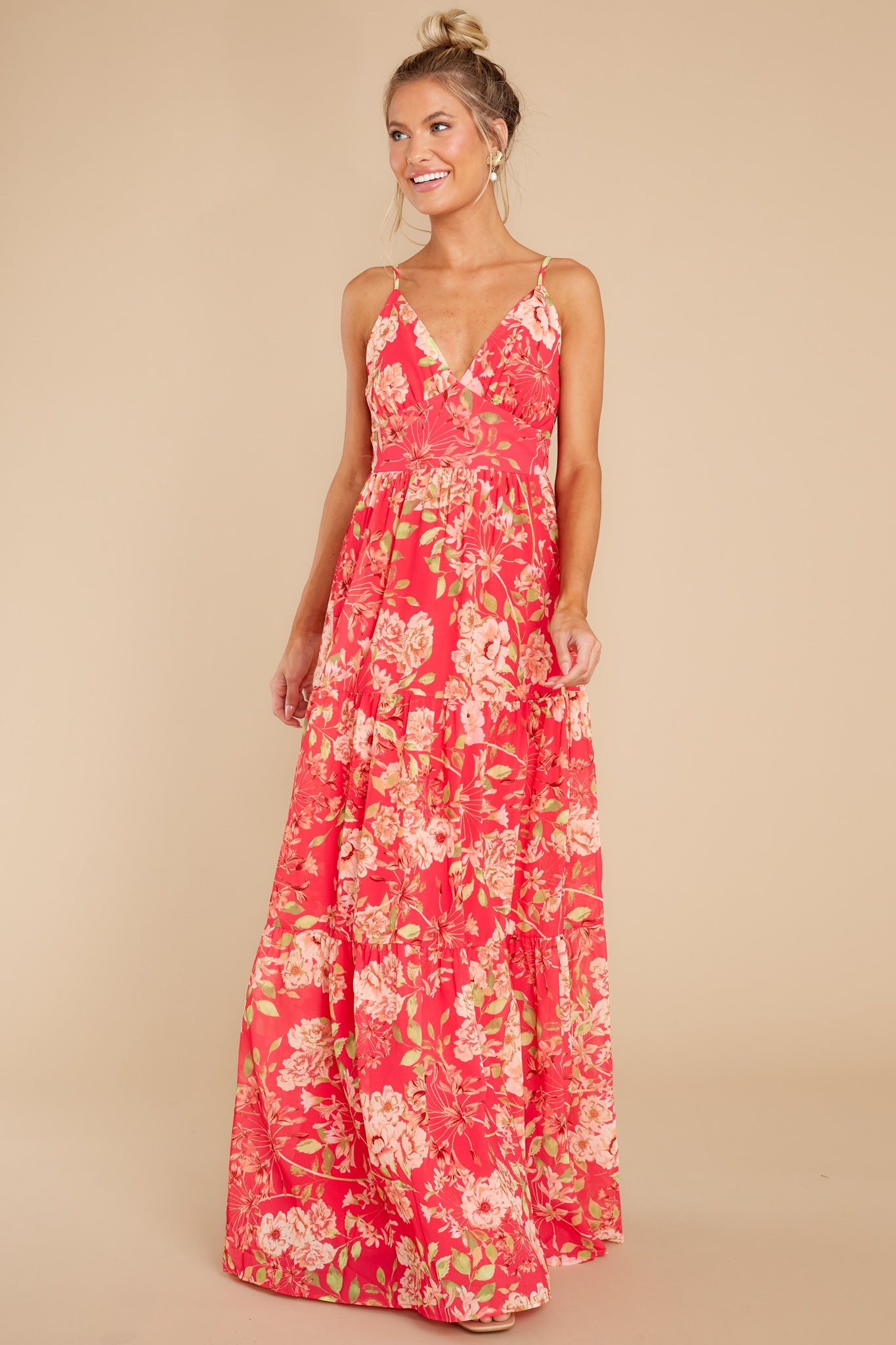 Watching For You Fuchsia Floral Print Maxi Dress