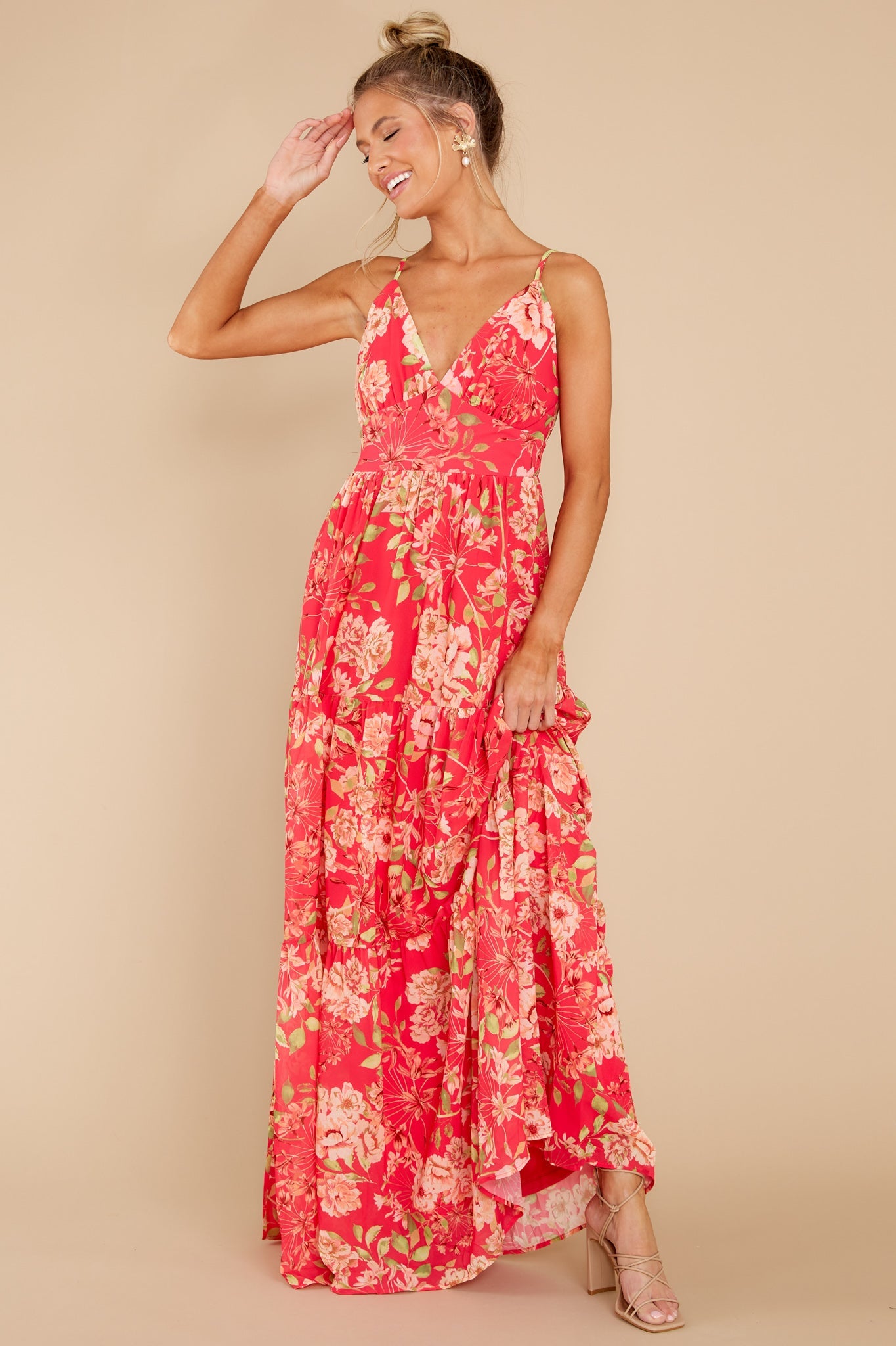 Watching For You Fuchsia Floral Print Maxi Dress