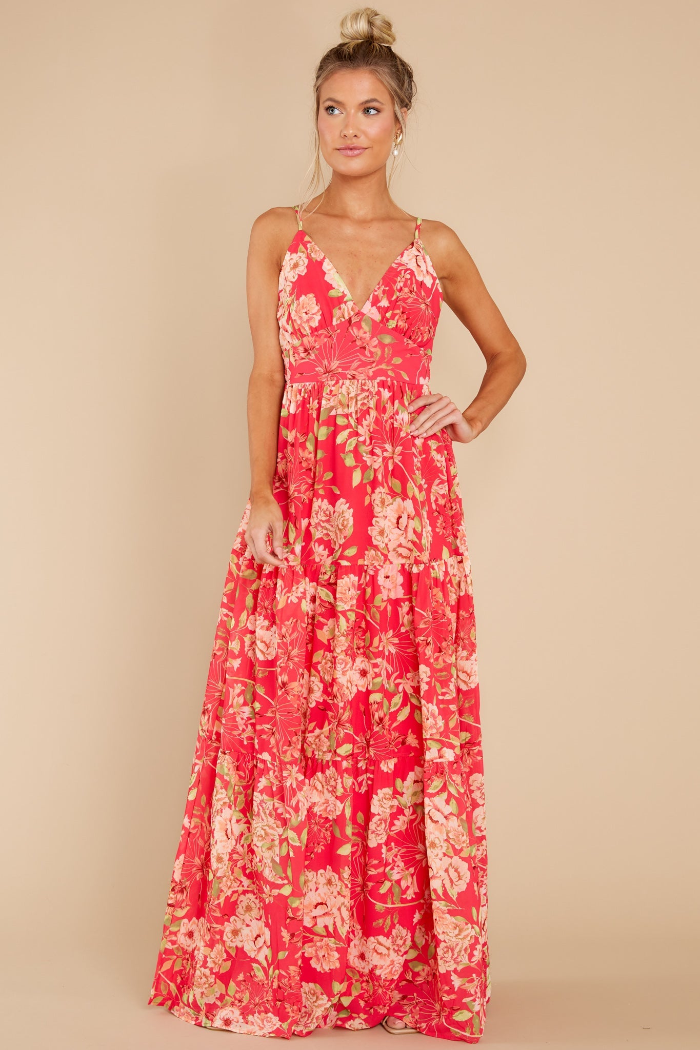 Watching For You Fuchsia Floral Print Maxi Dress