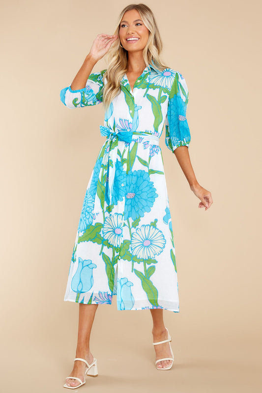 Margot Mod Floral Aqua Dress