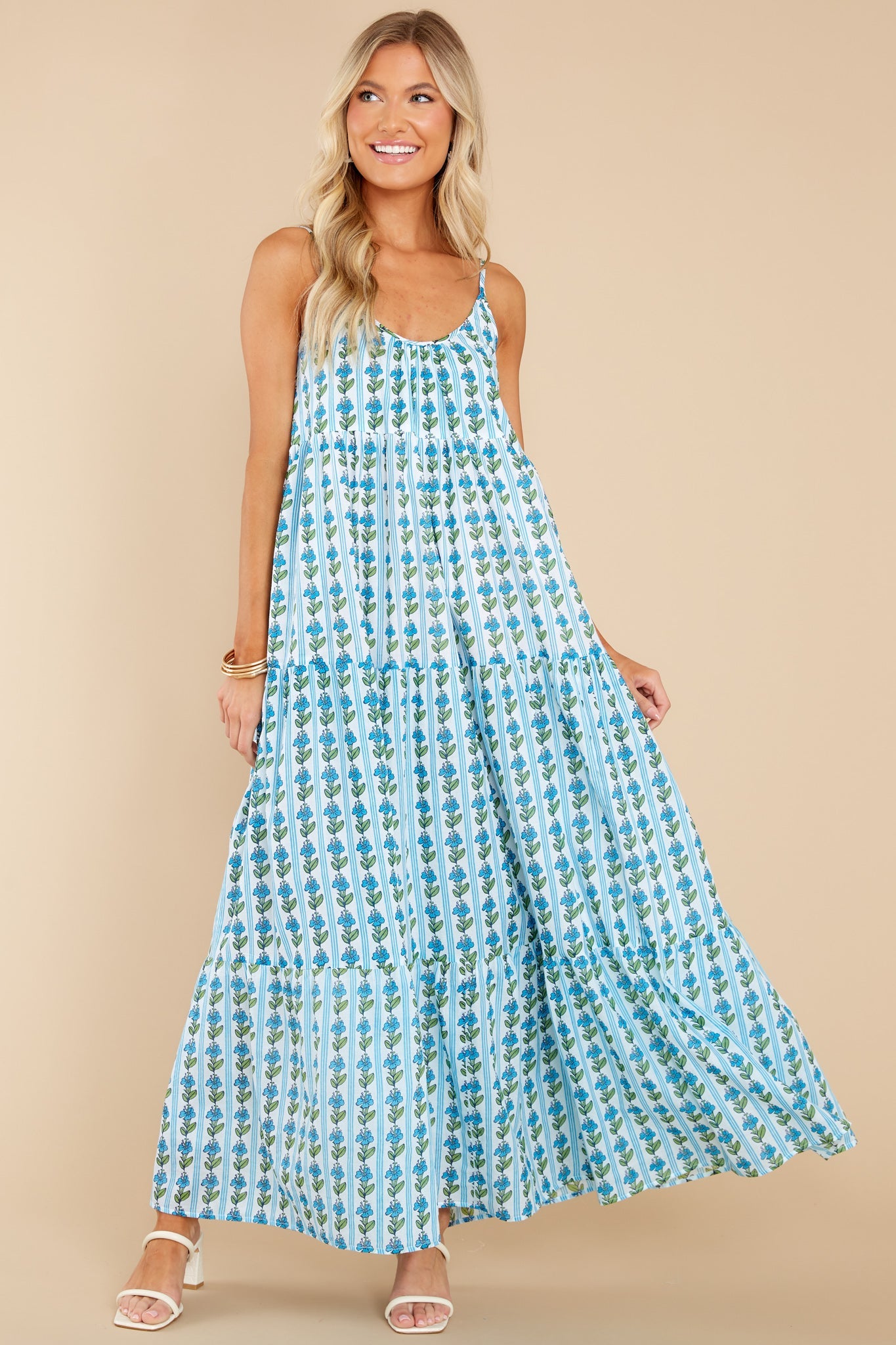Emily Floral Stripe Pool Long Dress