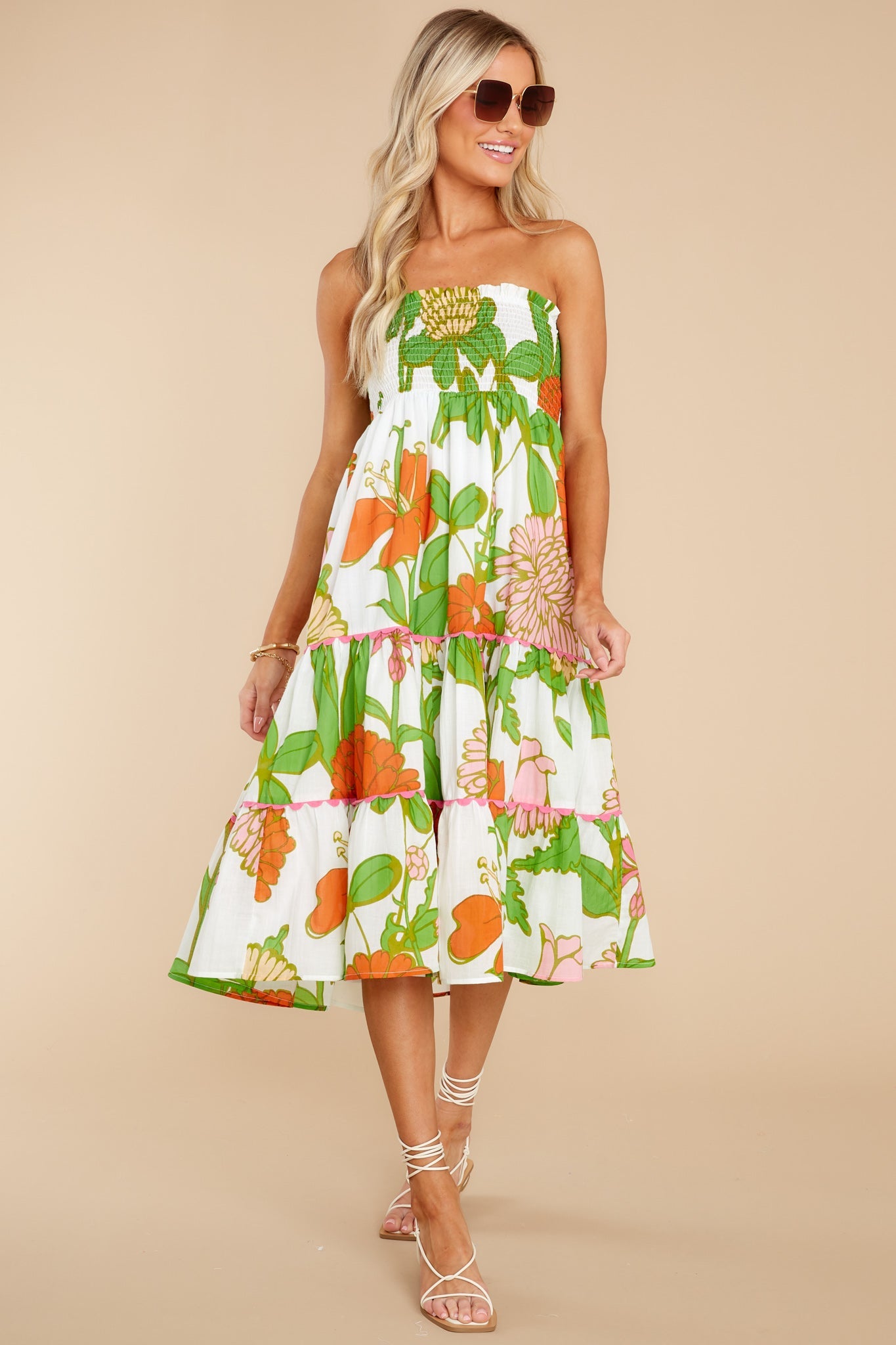 Izzy Mod Floral Melon Skirt Dress