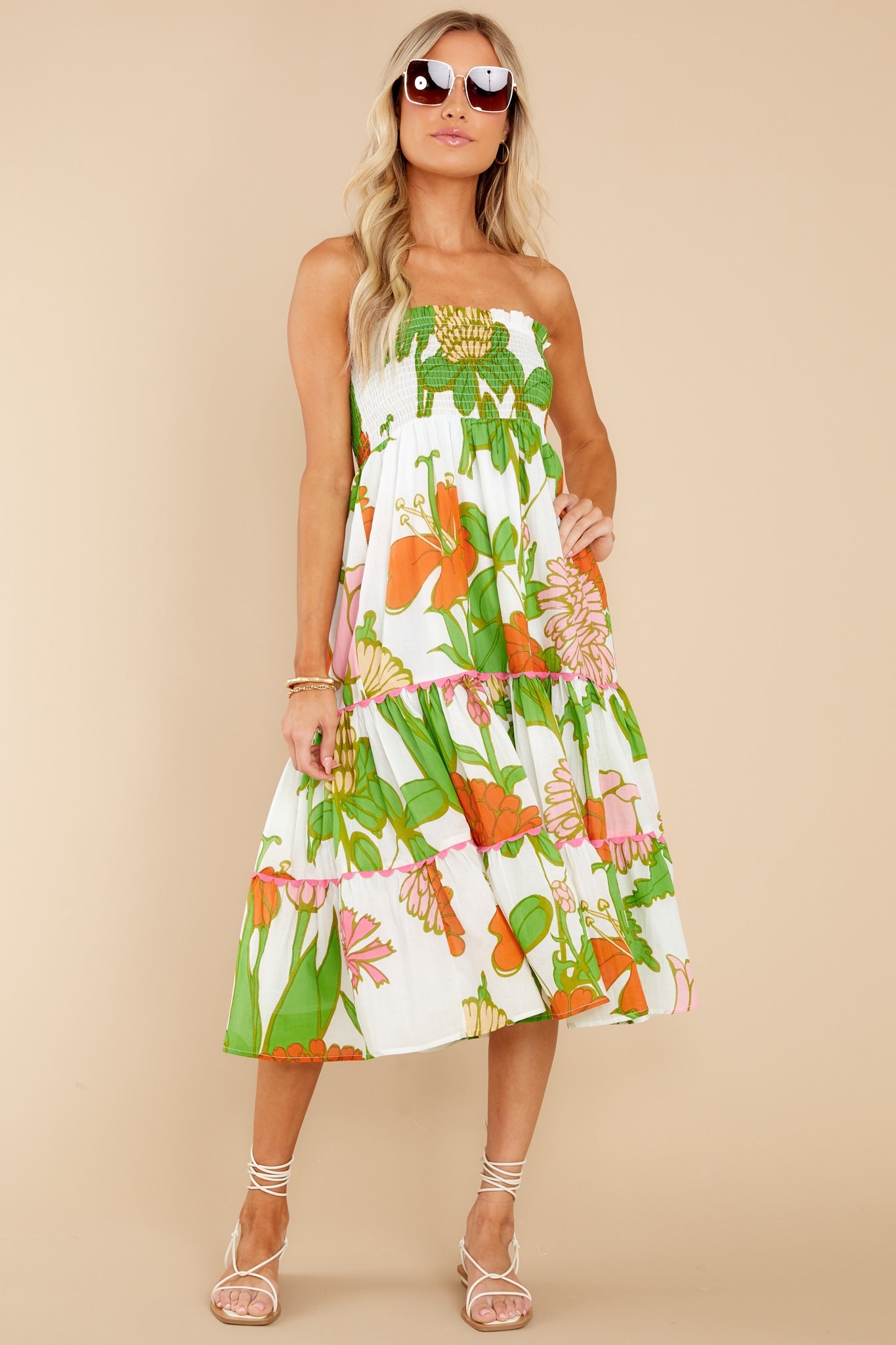 Izzy Mod Floral Melon Skirt Dress