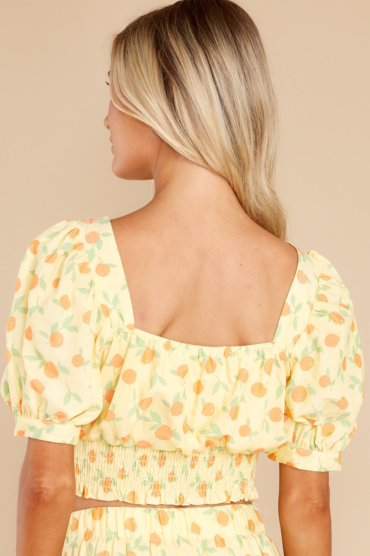 Sprouting With Joy Yellow Print Crop Top