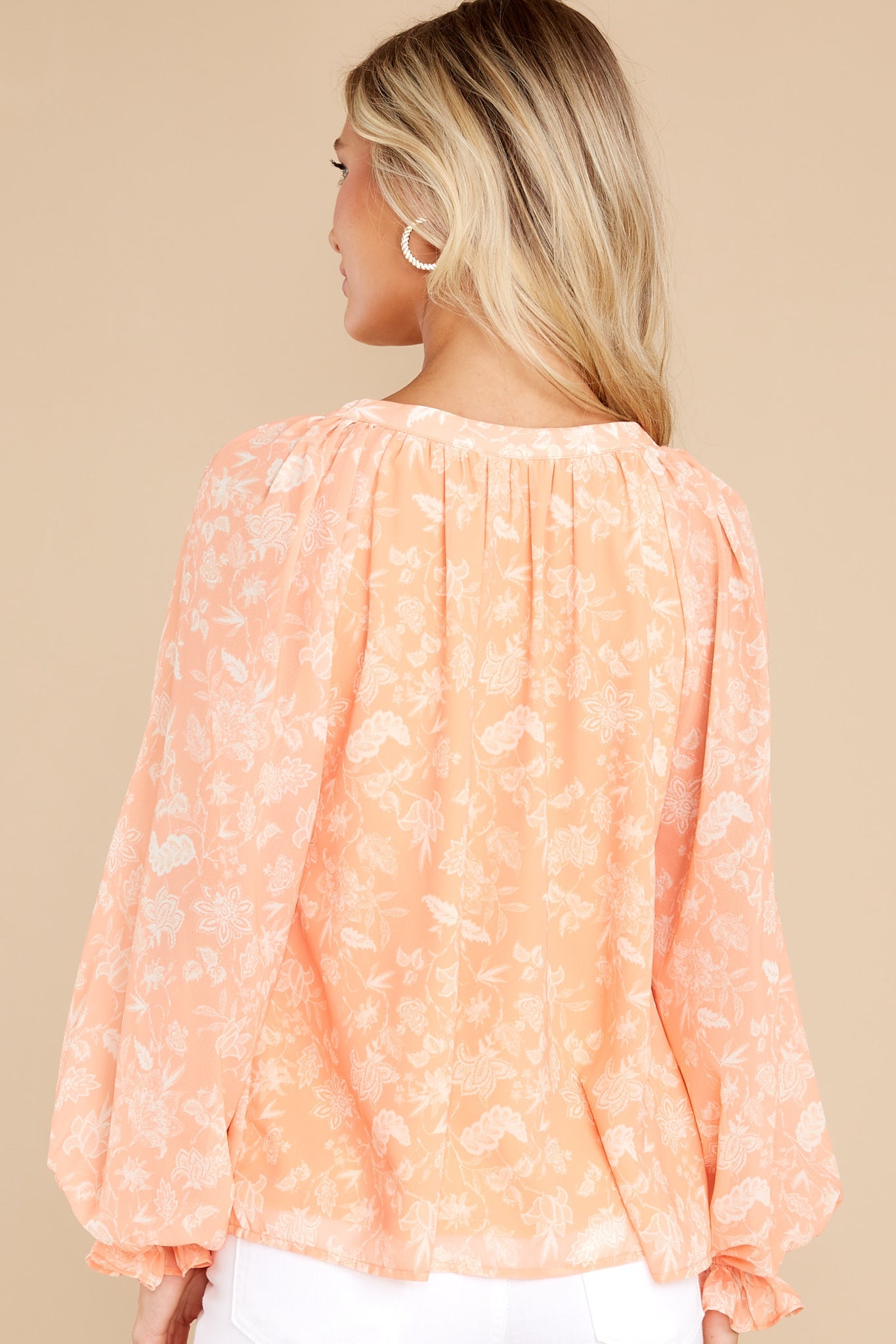Pave The Way Peach Floral Print Top