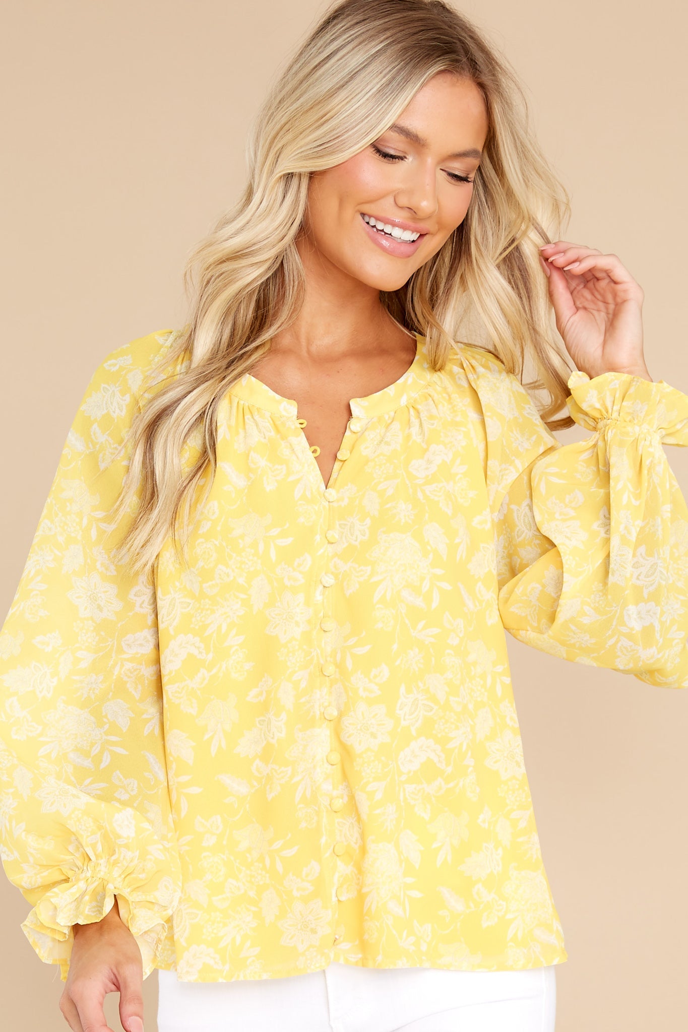 Pave The Way Yellow Floral Print Top