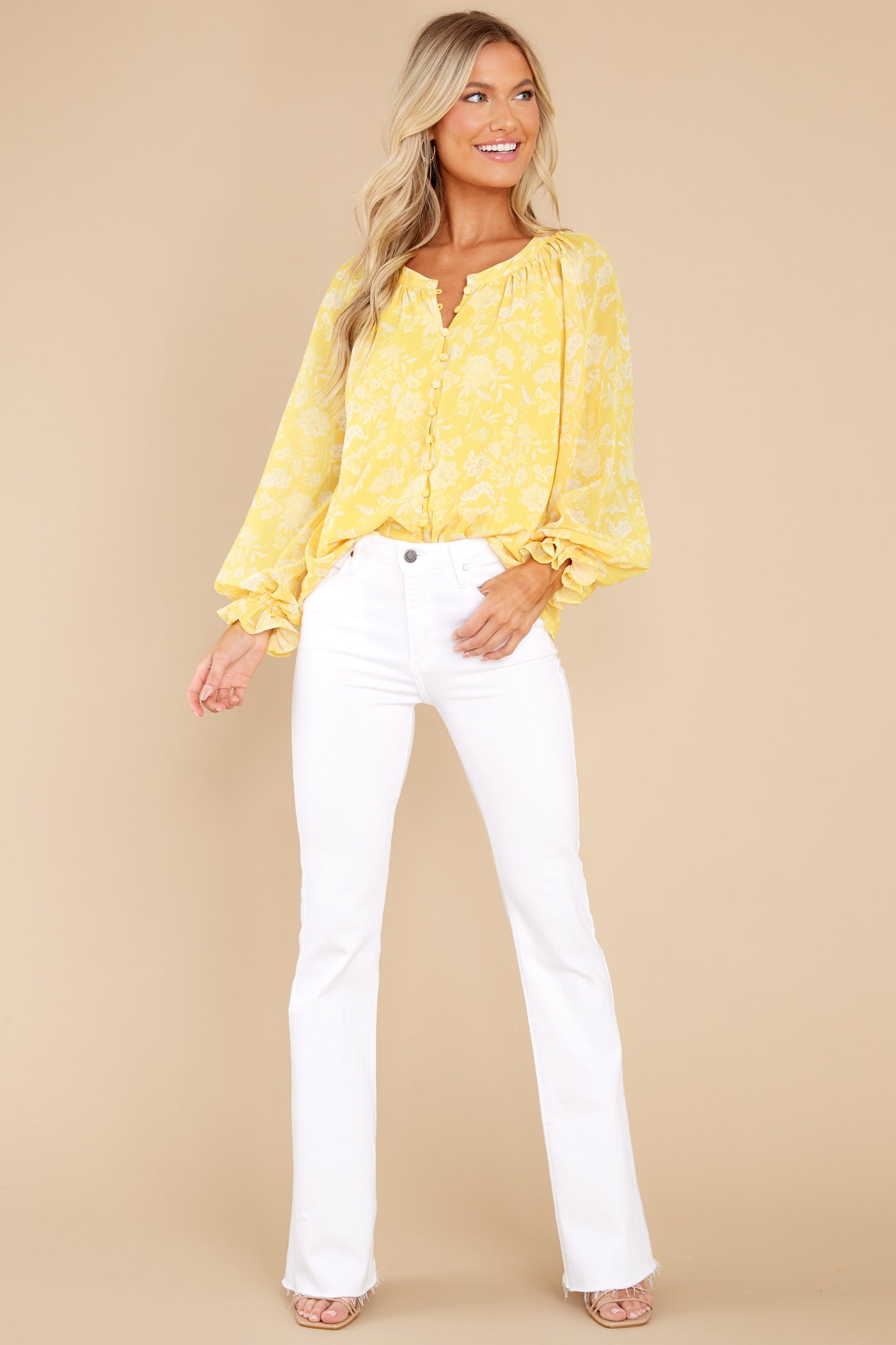 Pave The Way Yellow Floral Print Top