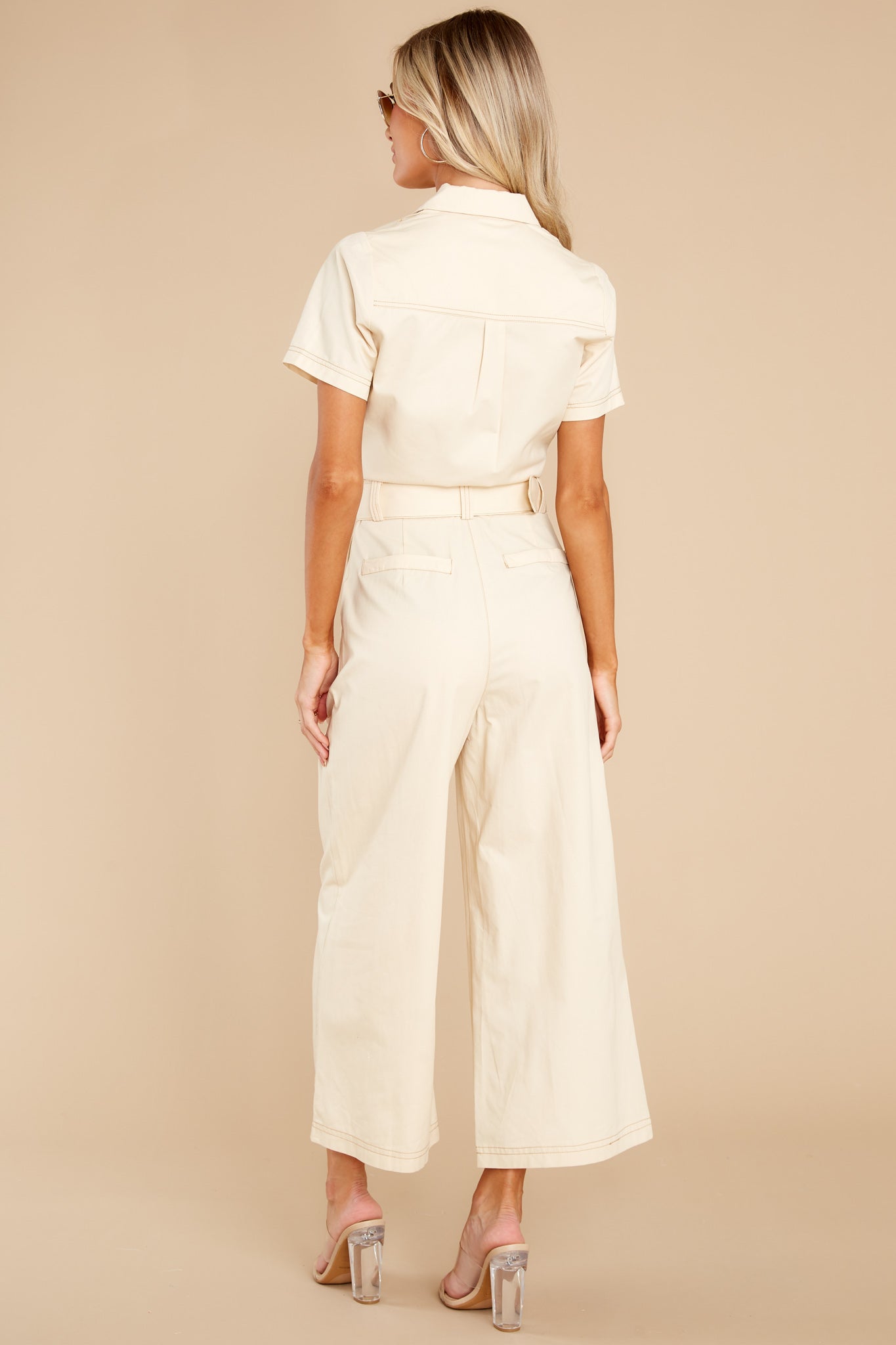 Zala Ecru Crop Jumpsuit