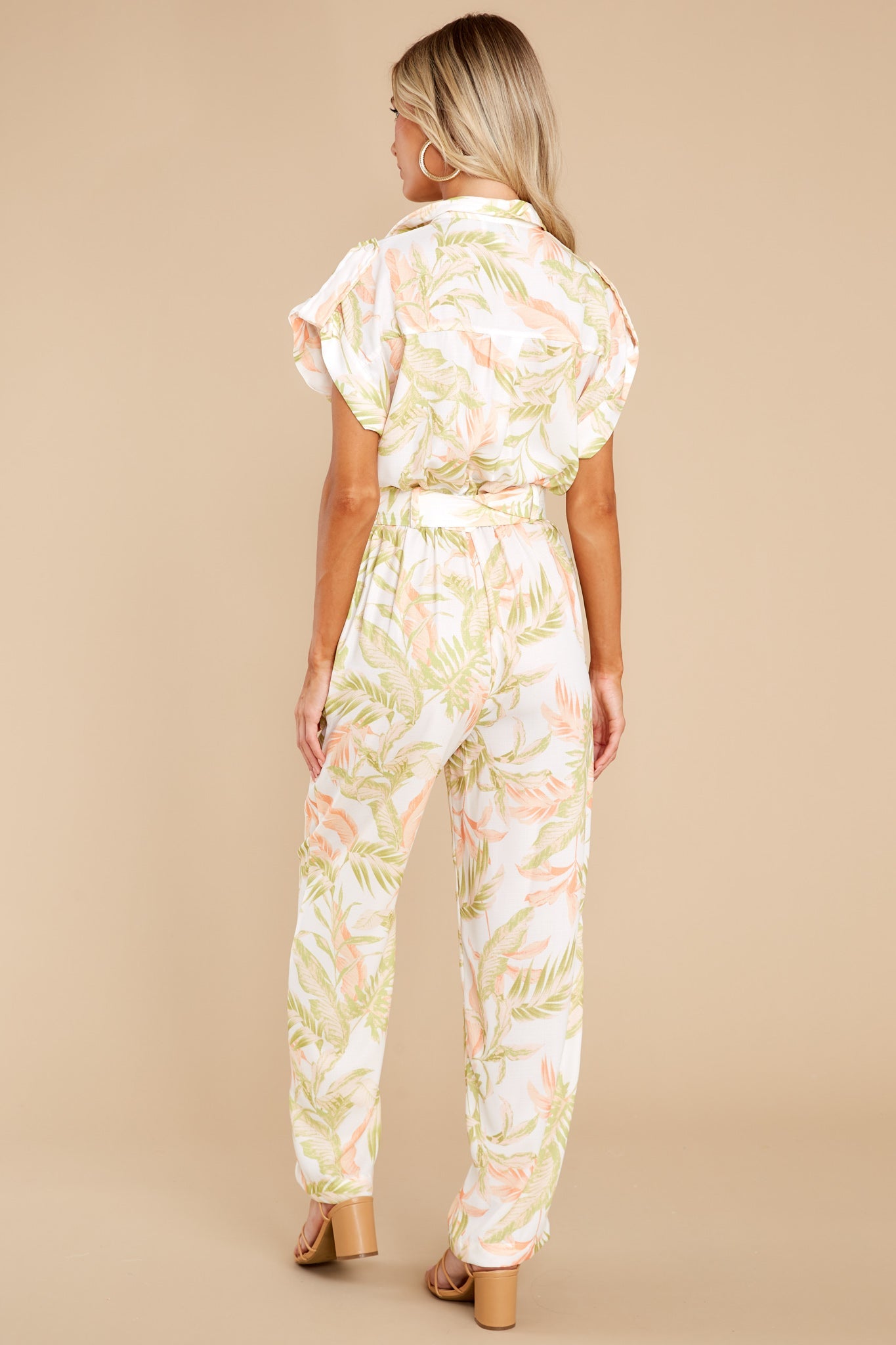 Phases And Stages White Multi Leaf Print Jumpsuit