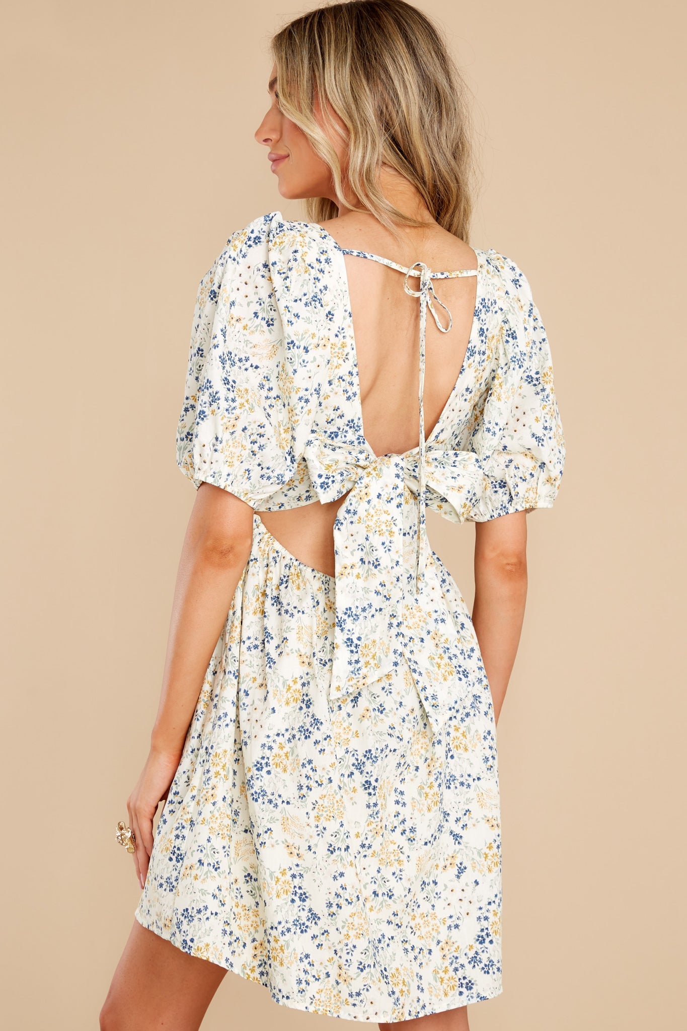 Bundles Of Joy Blue Multi Floral Print Cotton Dress