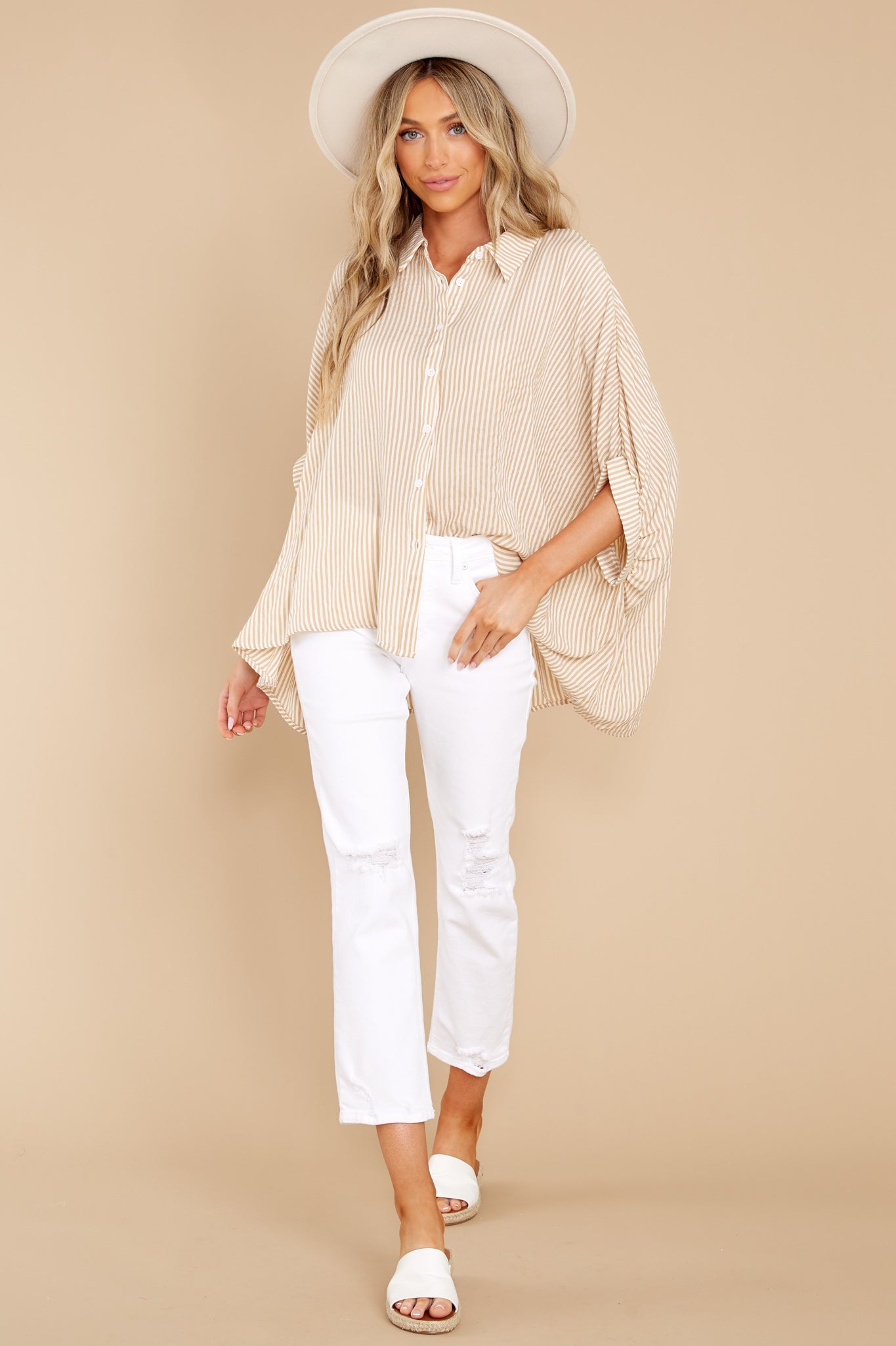 Change Your Stripes Taupe Top