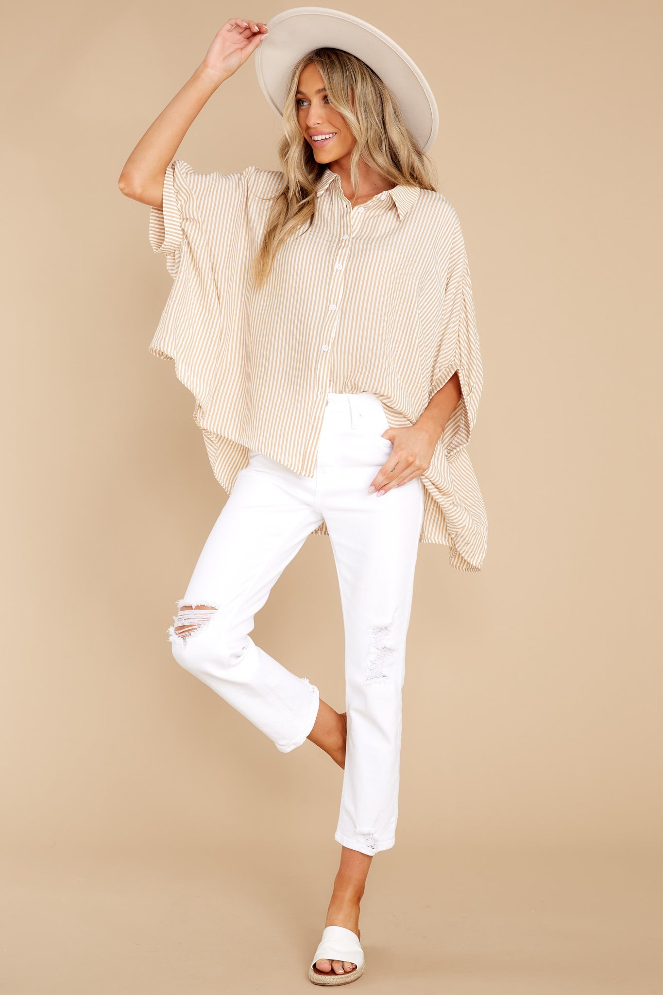 Change Your Stripes Taupe Top