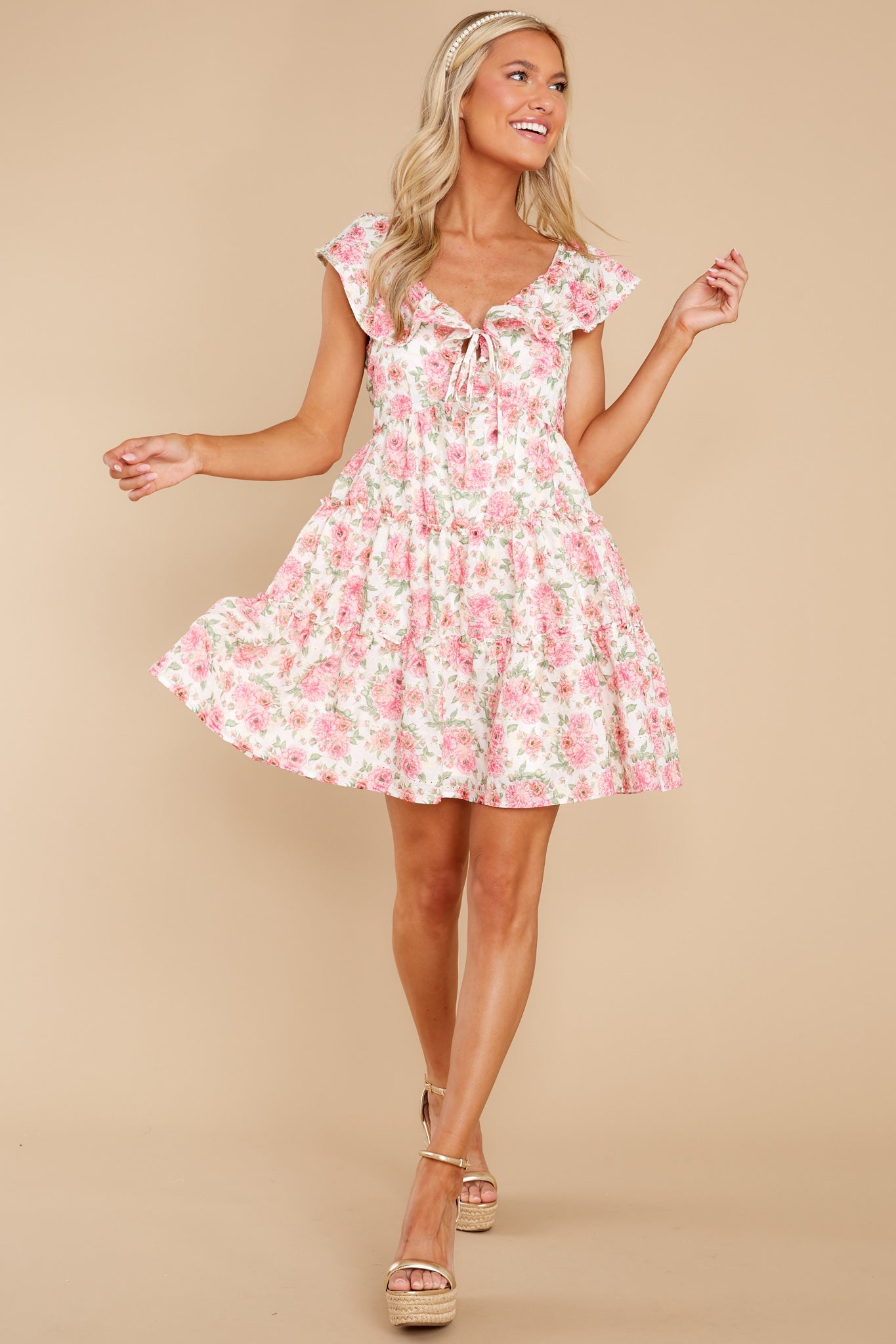 Canopy Of Flowers White Multi Floral Print Dress