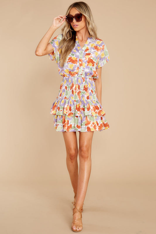 Enchanted Places Violet Blue Multi Floral Print Dress