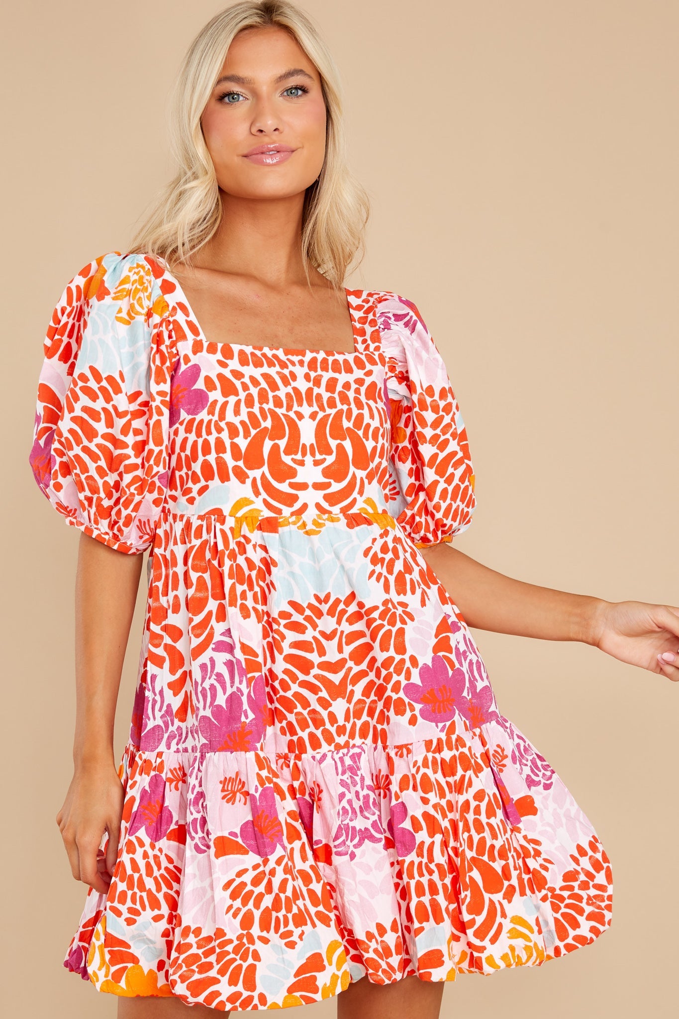 Antigua Orange Bubble Skirt Mini Dress