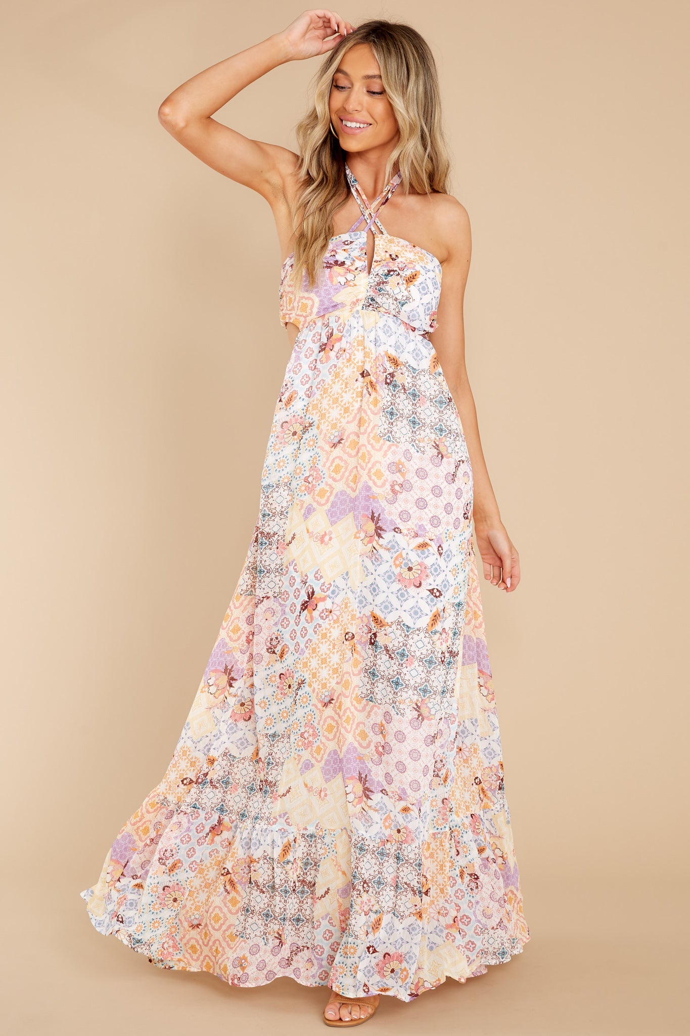 Refresh My Memory Blue Multi Print Maxi Dress