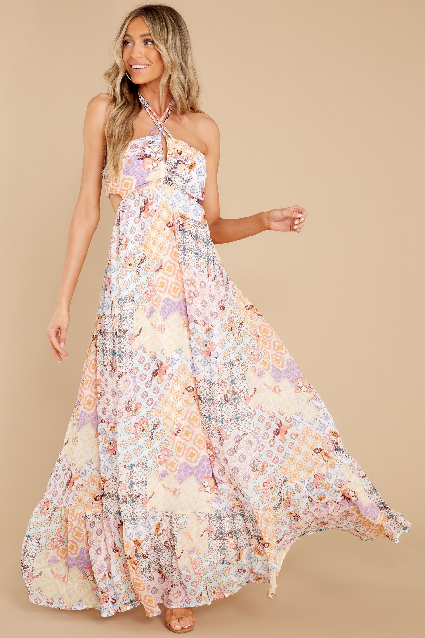 Refresh My Memory Blue Multi Print Maxi Dress