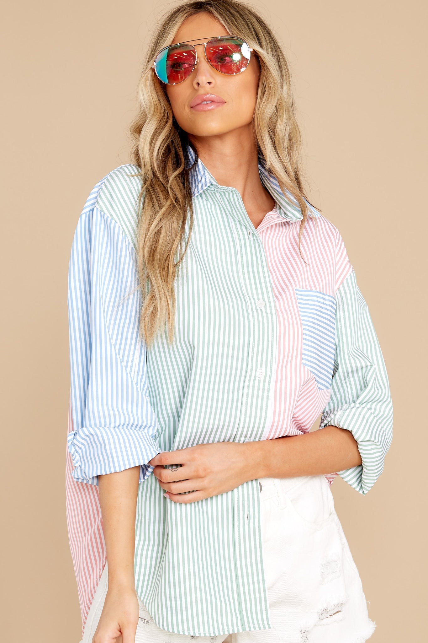 Endless Roads Blue Multi Stripe Top
