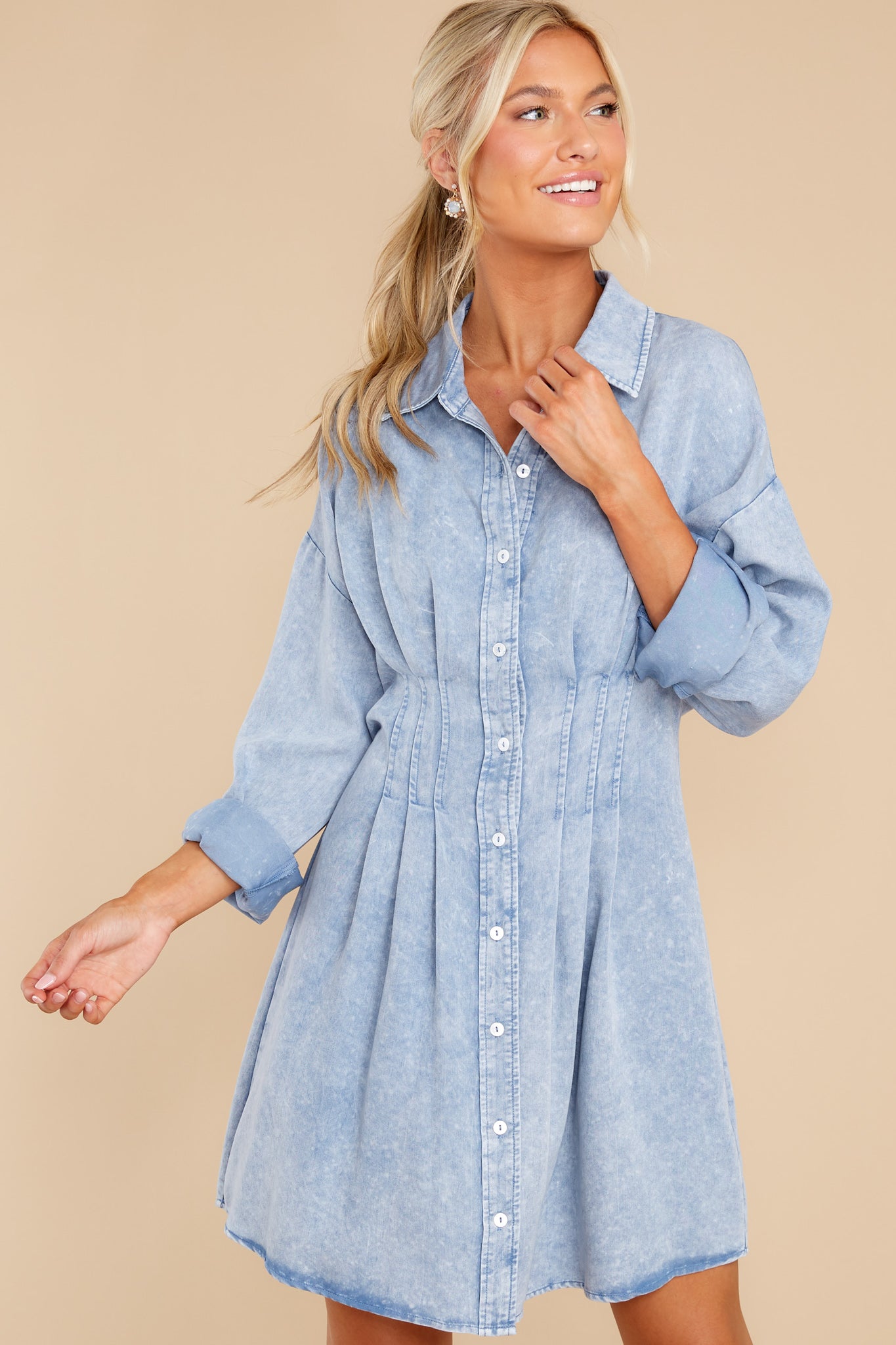 Heart Skips A Beat Light Chambray Dress