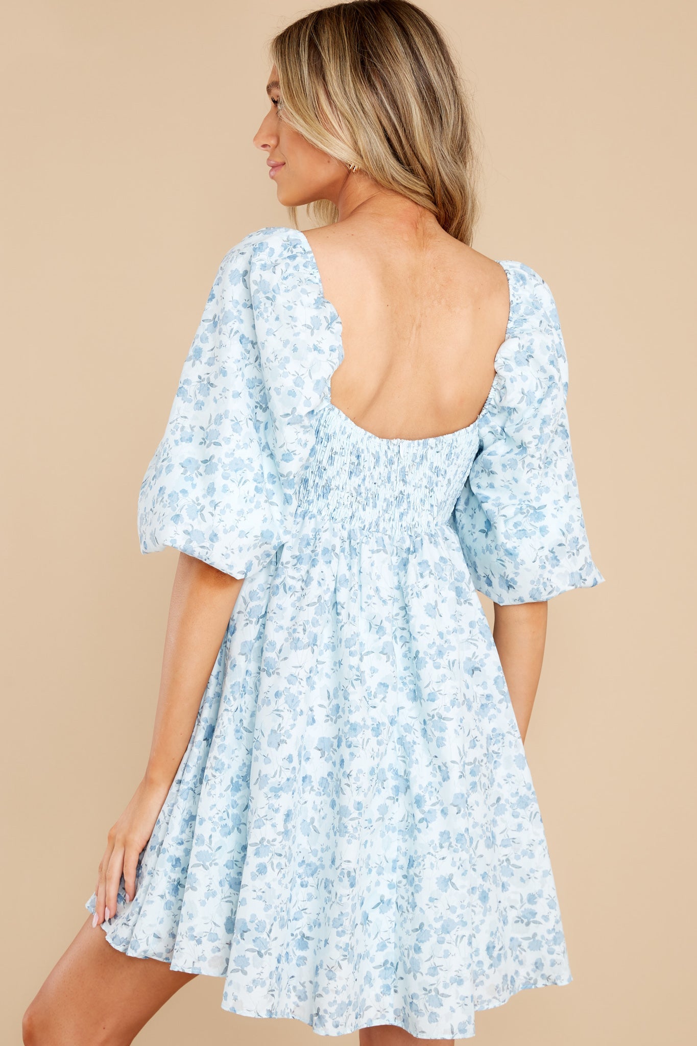 Cherish Every Moment Blue Floral Print Dress