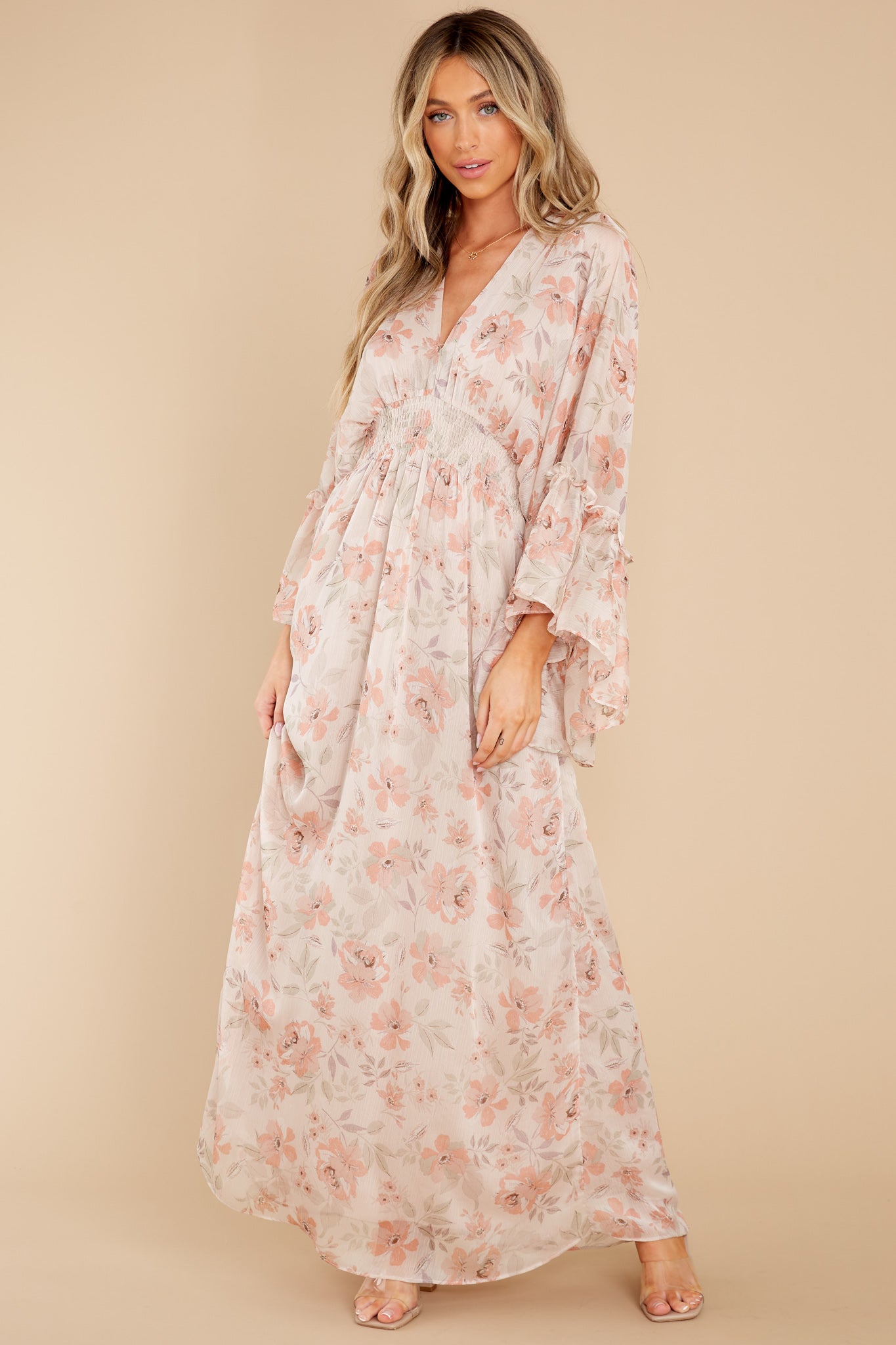 Bring Me Flowers Blush Floral Print Maxi Dress