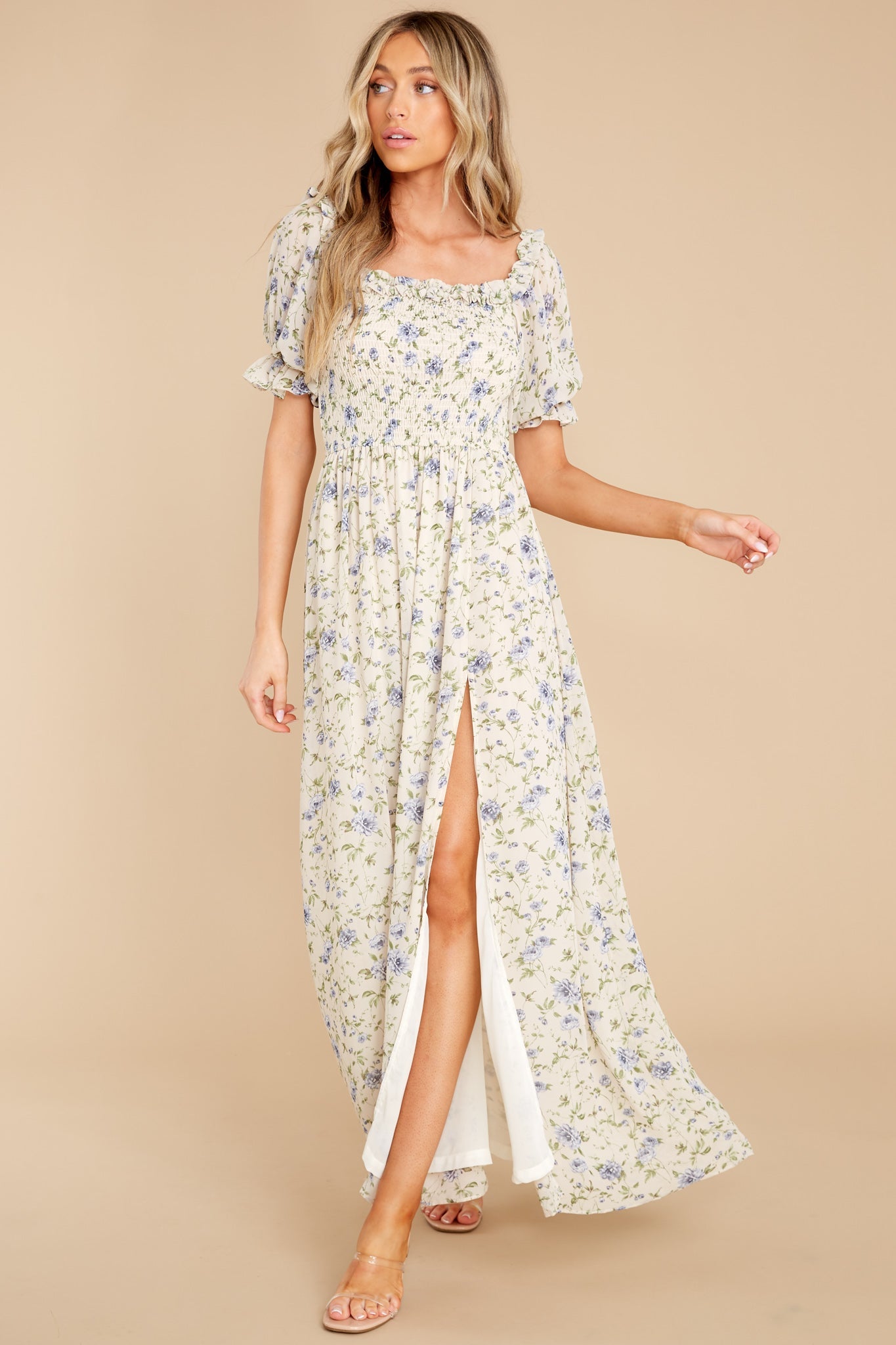 Garden Path Ivory Floral Print Maxi Dress