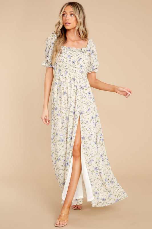 Garden Path Ivory Floral Print Maxi Dress