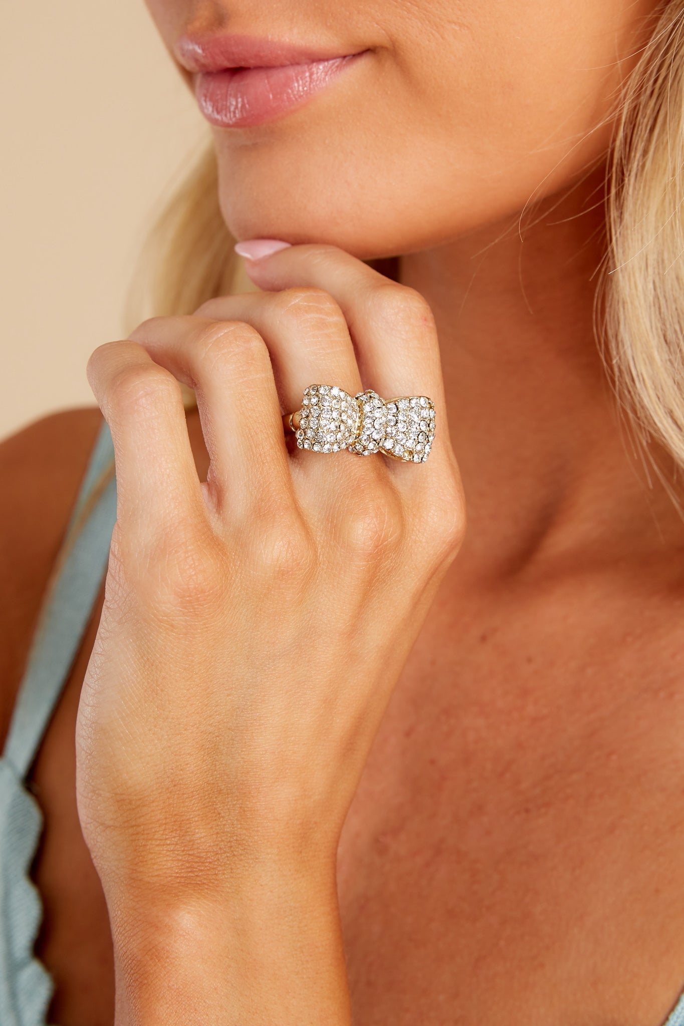 Pretty Dainty Rhinestone Gold Ring