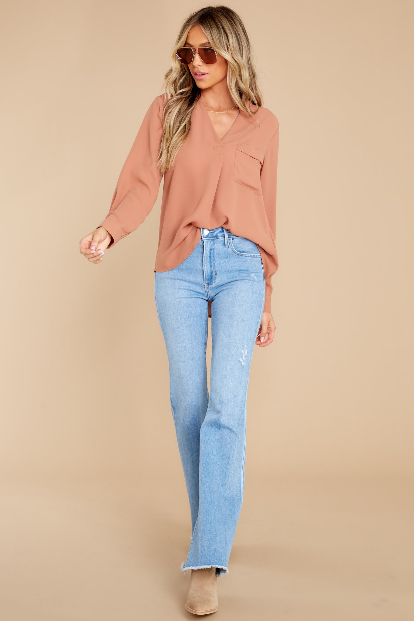 Savor The Luxuries Light Brown Top