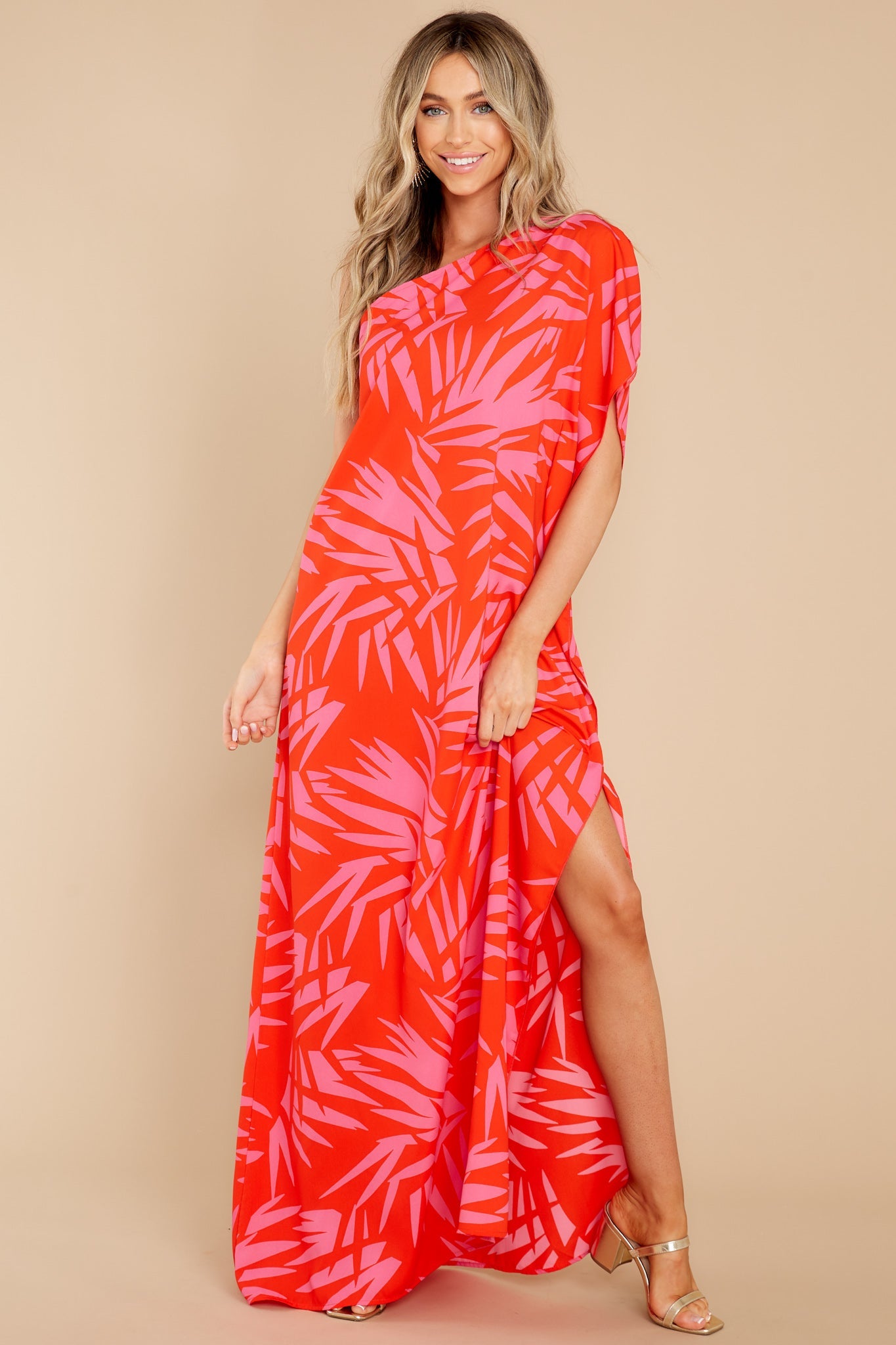 Take The Heat Red Print Maxi Dress