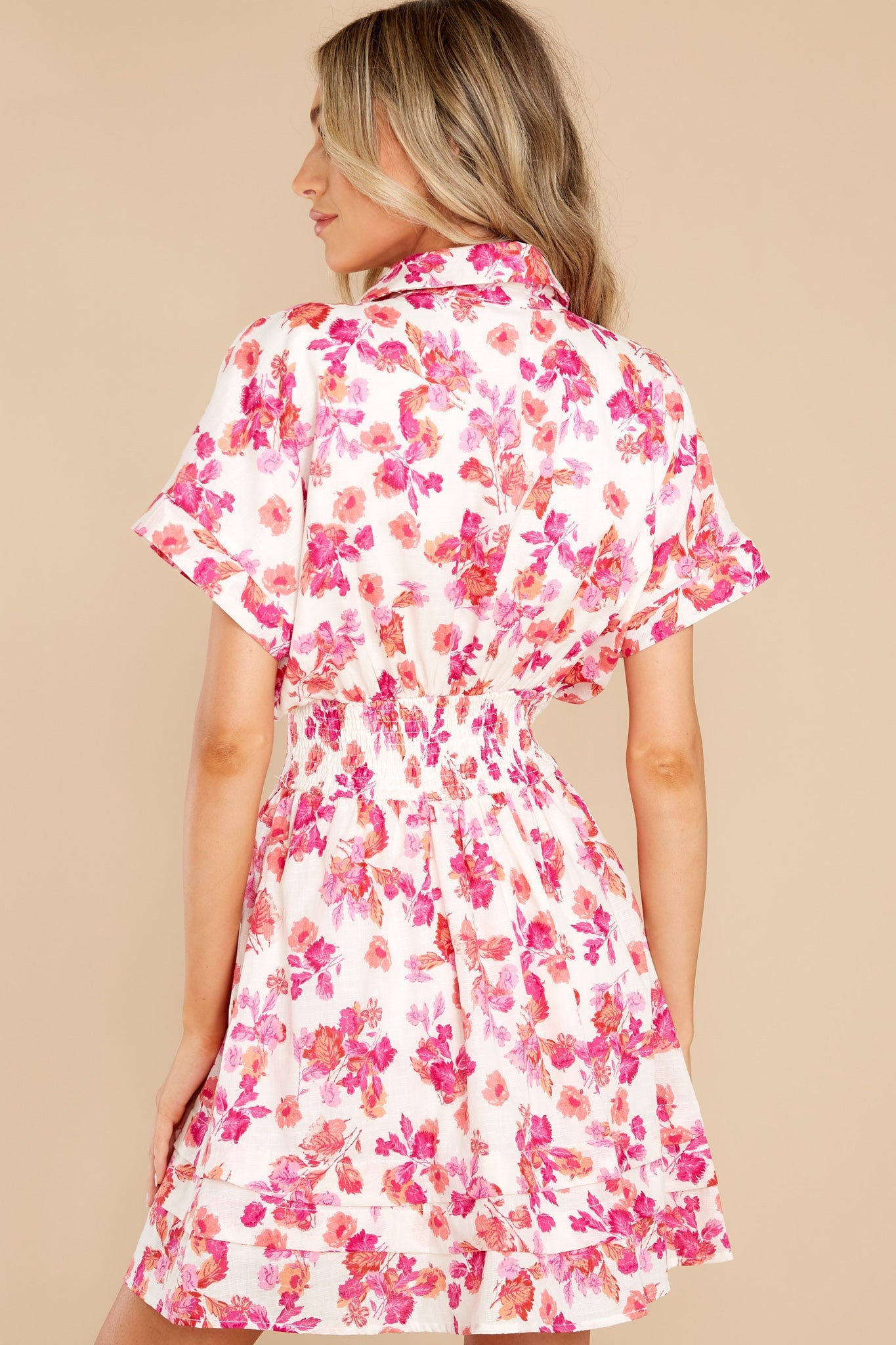 Choosing Love Ivory Multi Floral Print Cotton Dress
