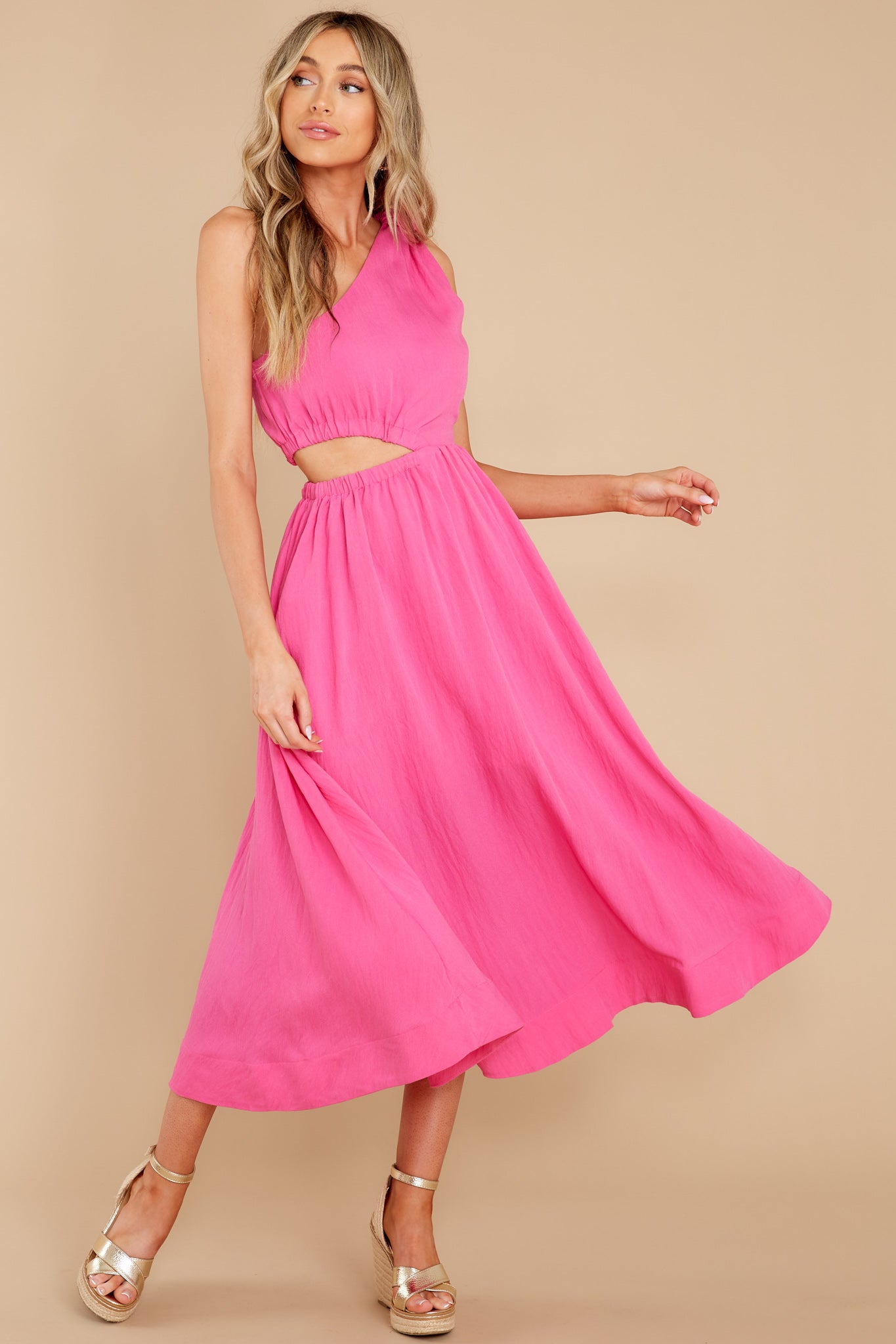 Strike First Hot Pink Midi Dress