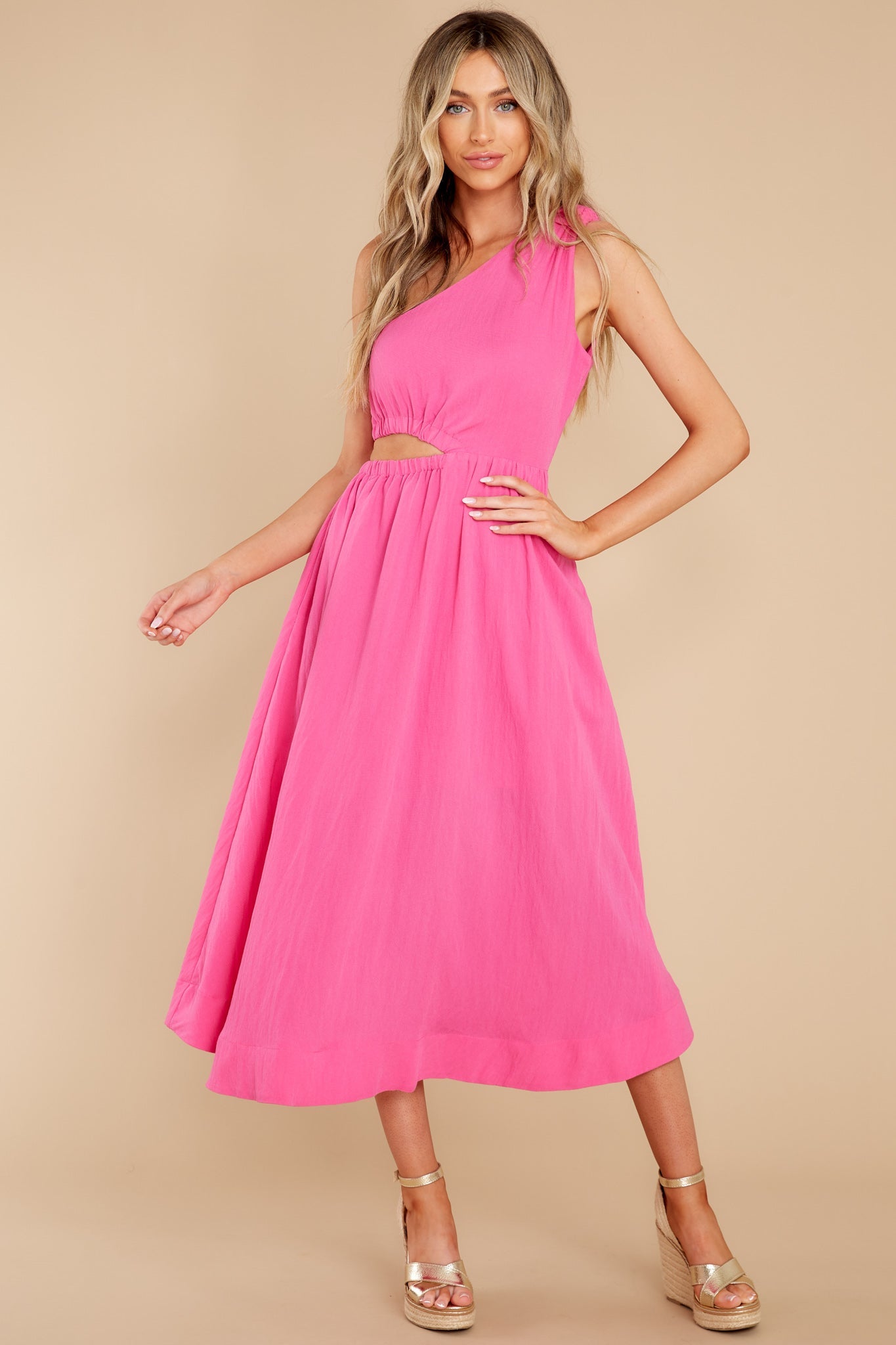 Strike First Hot Pink Midi Dress