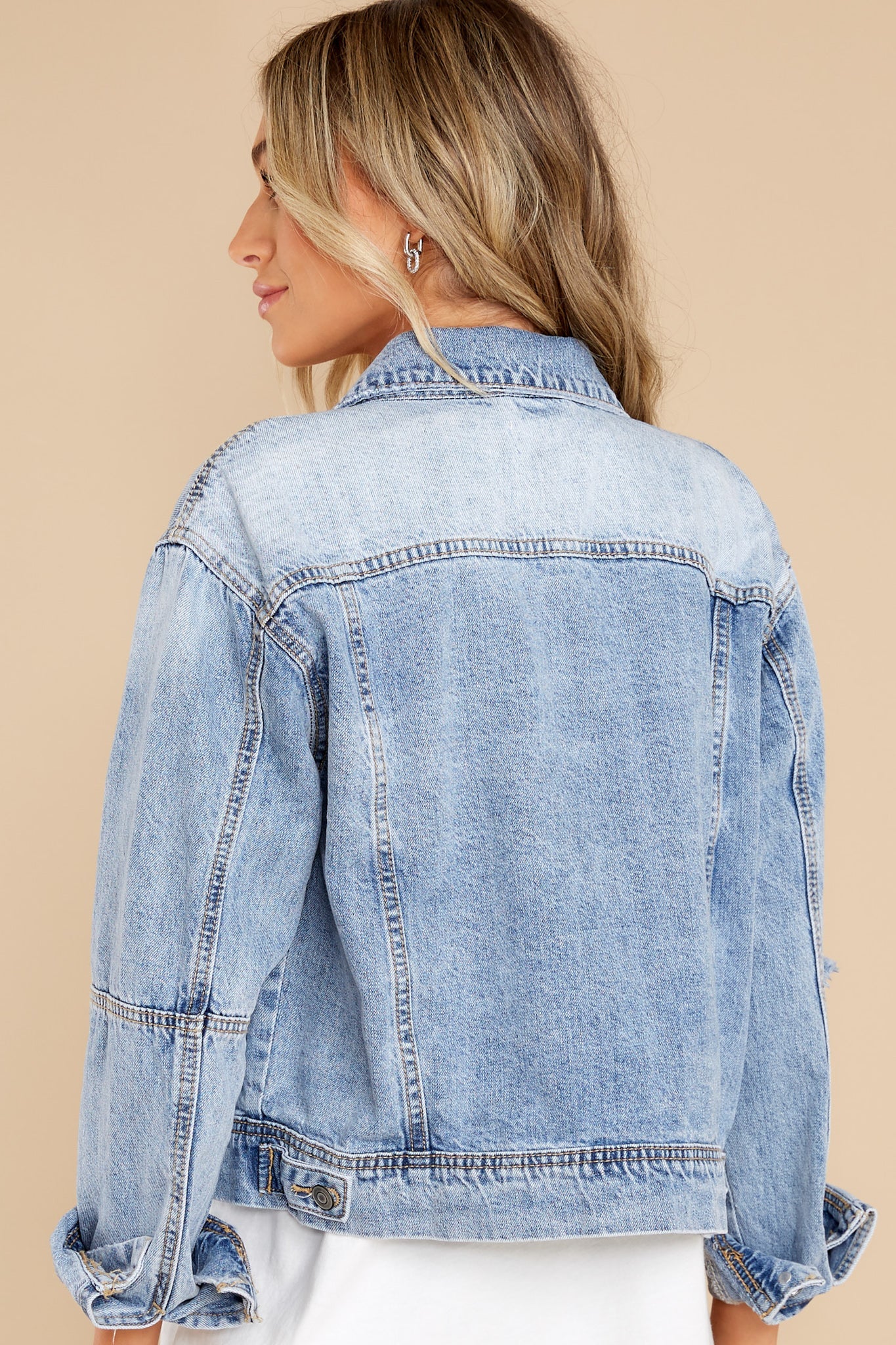 Stay Original Medium Wash Distressed Denim Jacket