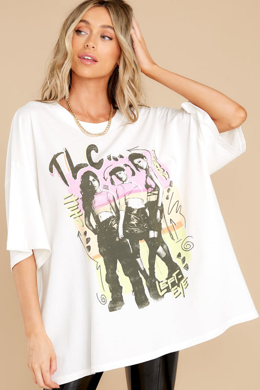 TLC Singles Vintage White Oversized Tee