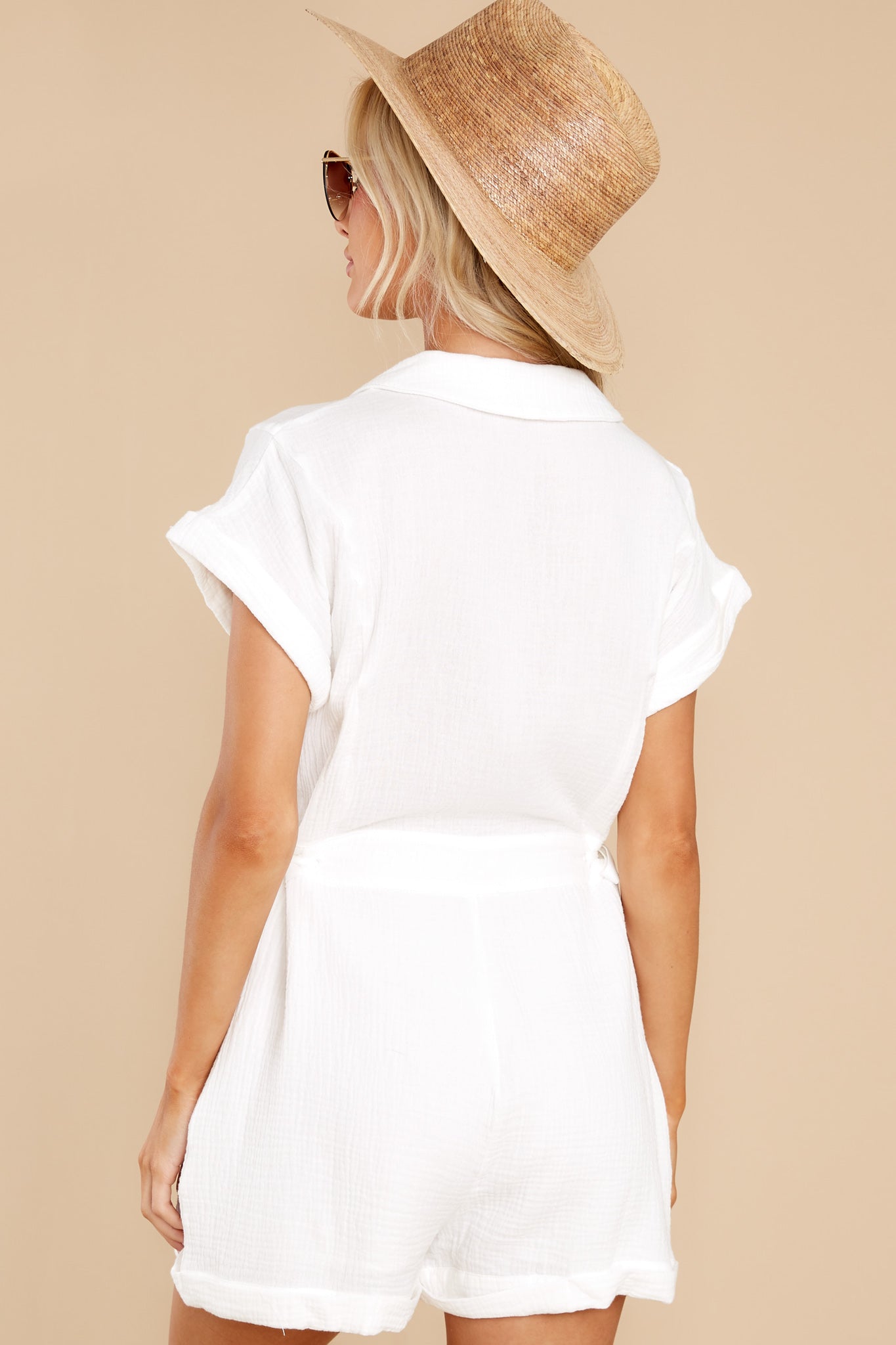 Ease Along White Cotton Romper