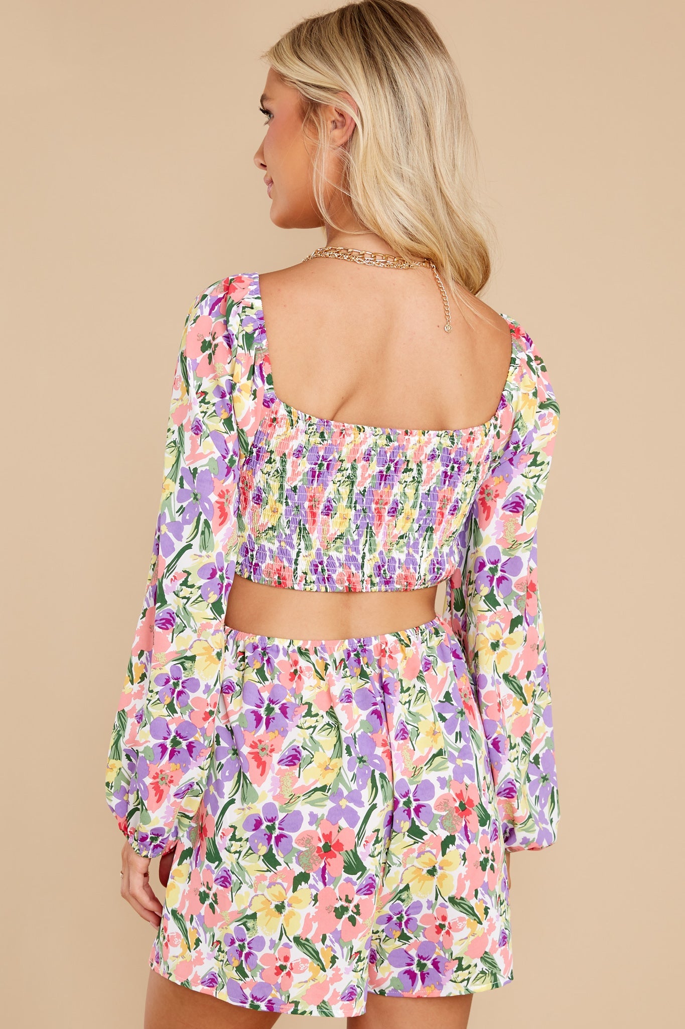 Unforgettable Beauty Purple Multi Floral Print Romper