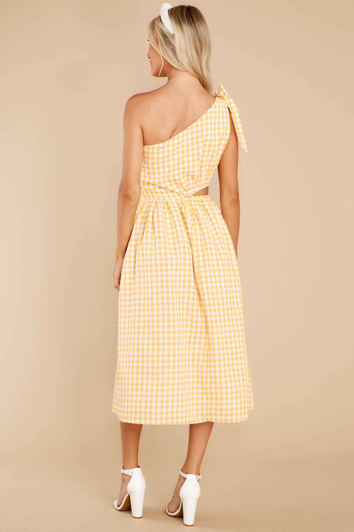 All The Excitement Yellow Gingham Midi Dress