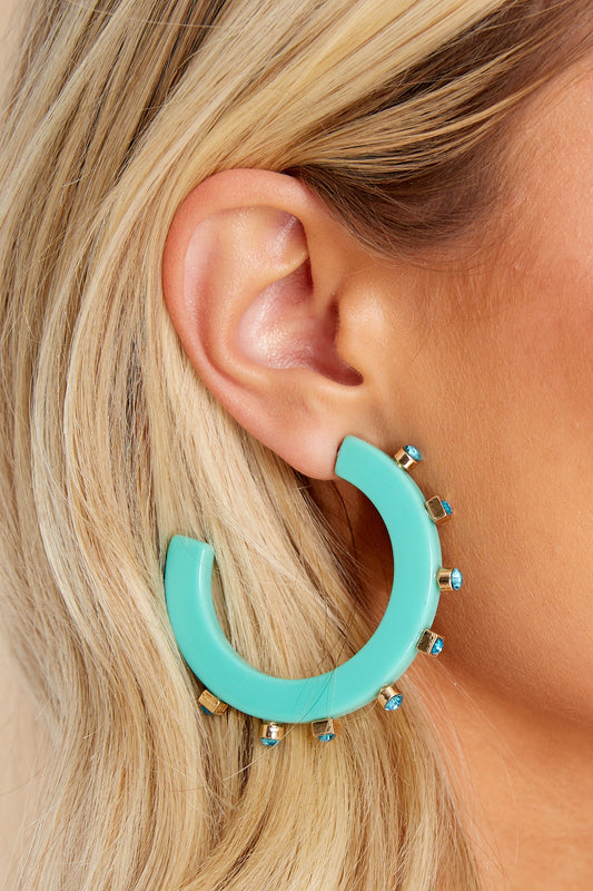 City Girl Turquoise Jewel Hoop Earrings