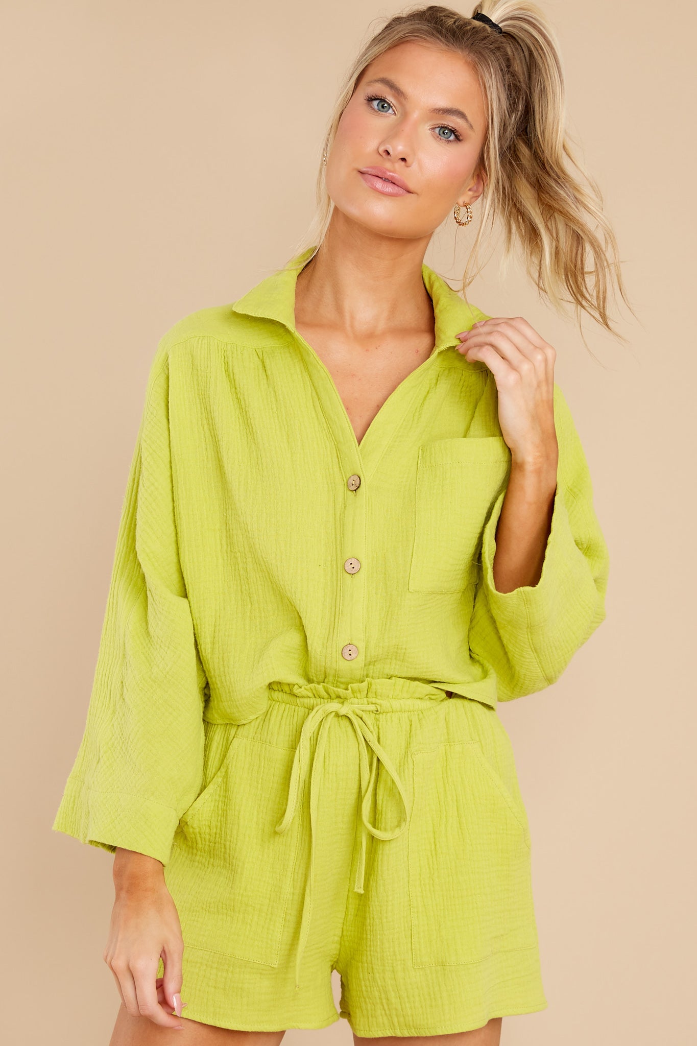 Meet At Sunset Lime Green Two Piece Set