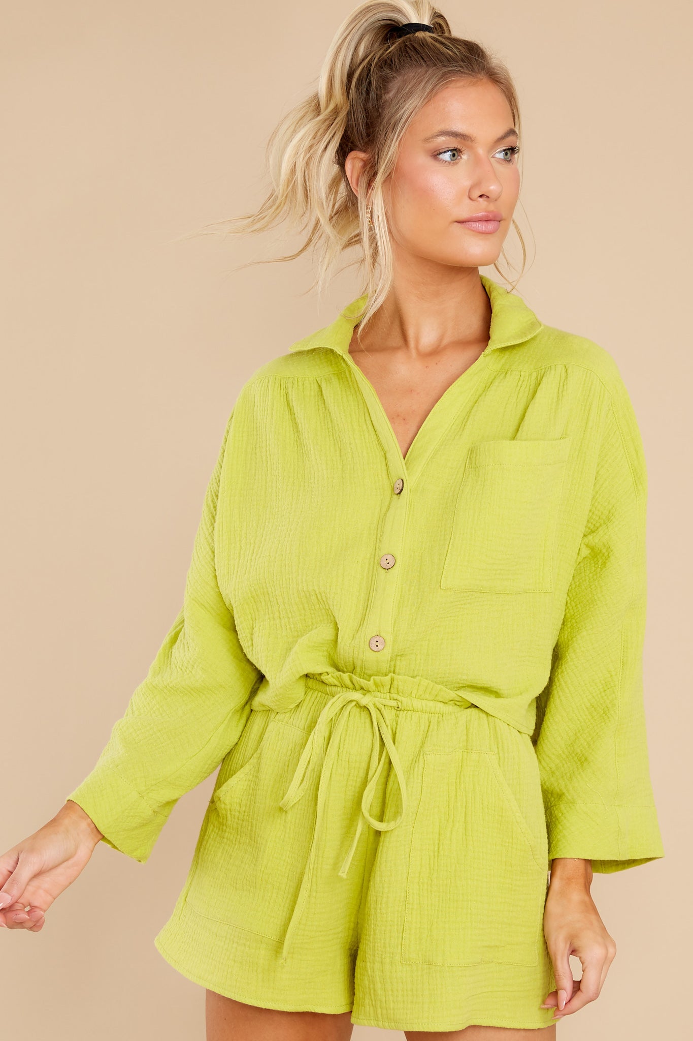 Meet At Sunset Lime Green Two Piece Set