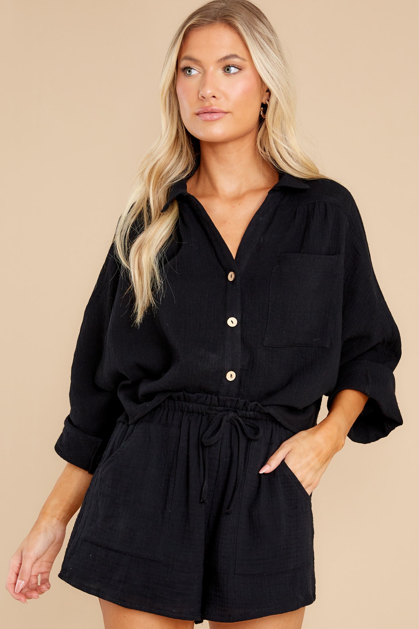Meet At Sunset Black Two Piece Set